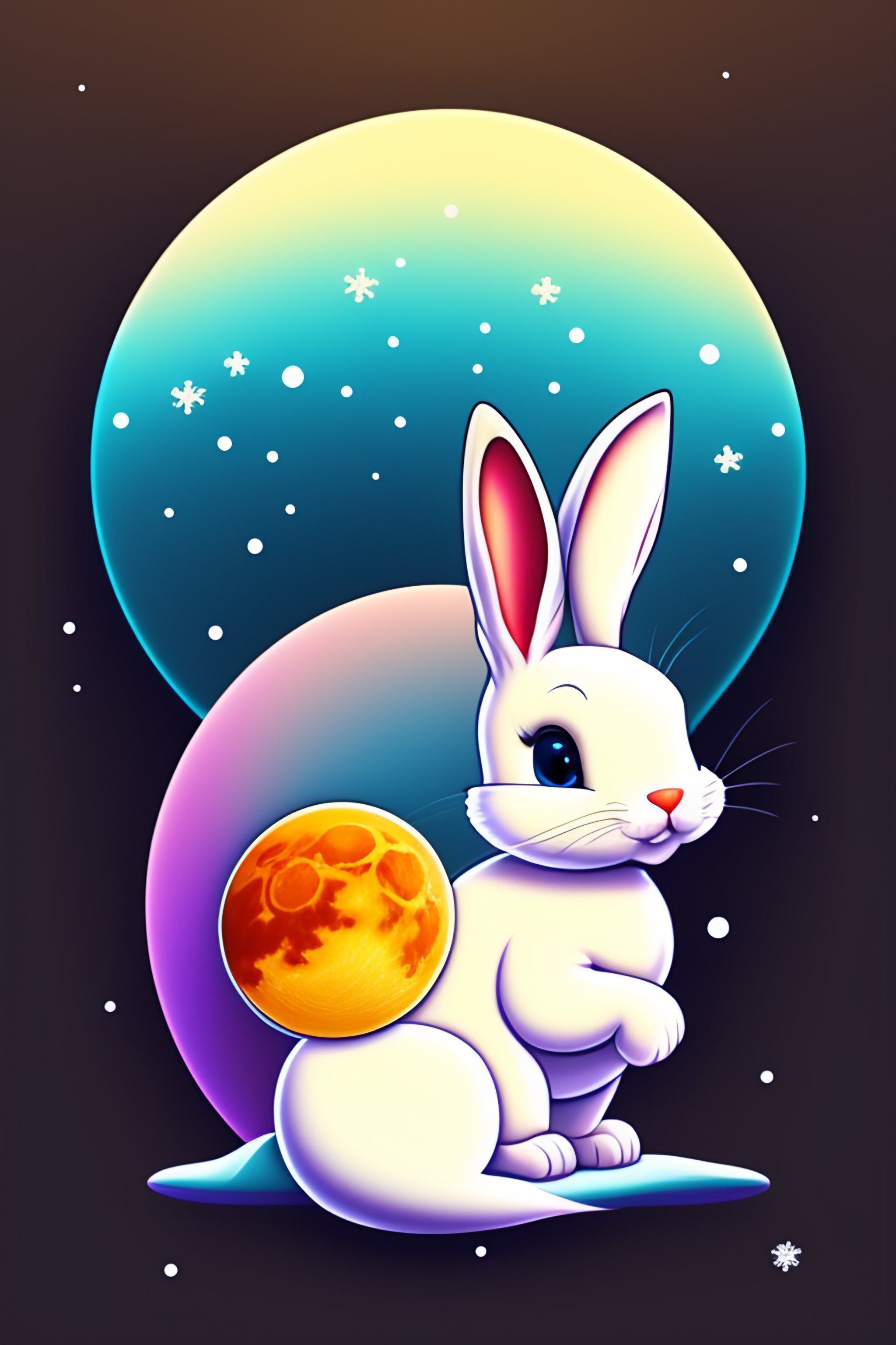 Lexica - Cartoon style, a snow-white little rabbit, cool and cute, with ...