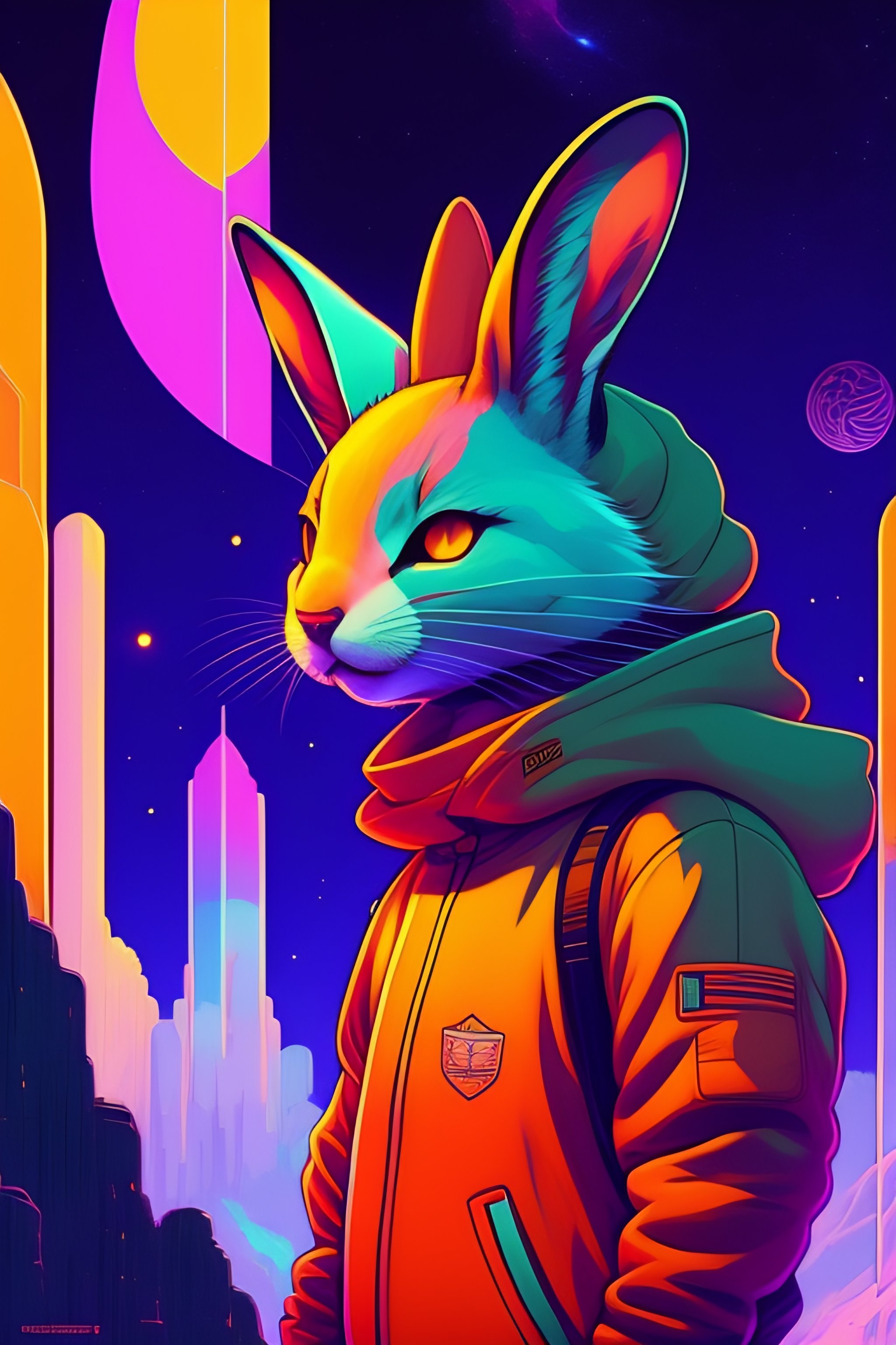 Lexica - Photo of a rabit monster in the space, style of laurie ...