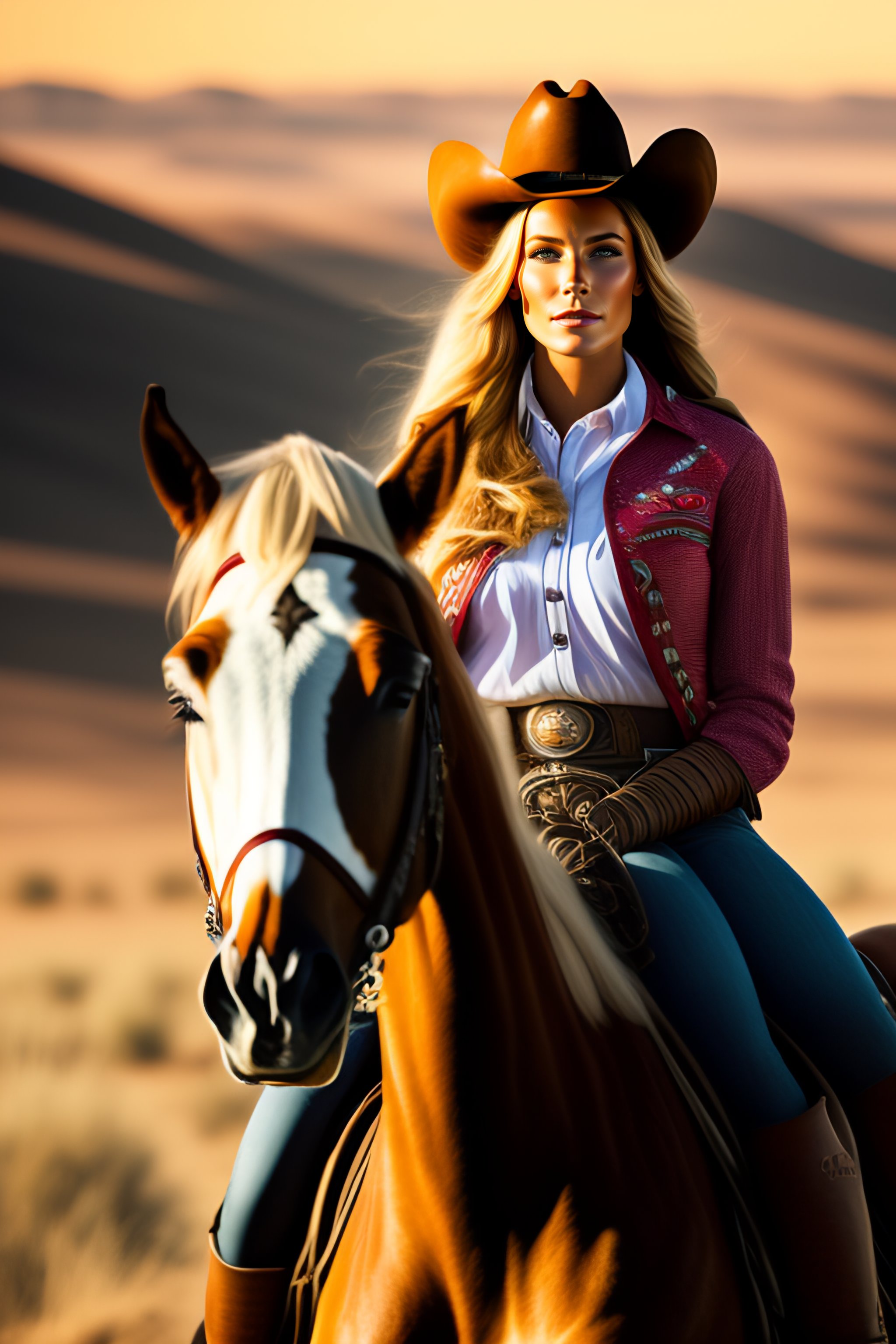 Lexica - Cowgirl on a mustang horse