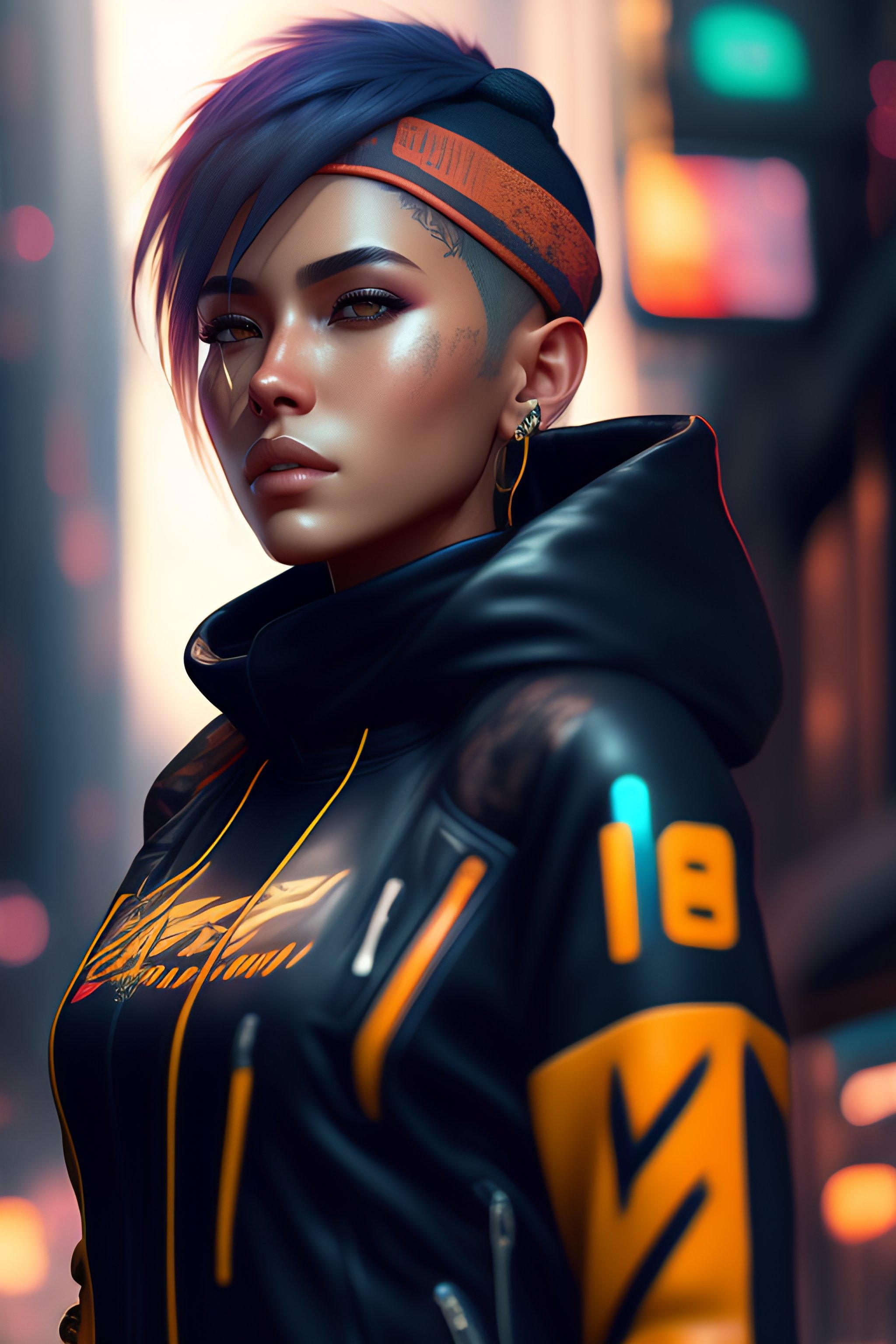 Lexica - Street wear clothes with short hair girl, battle status, hyper  detailed, digital art, cyberpunk style, cybercinematic lighting, studio  quali