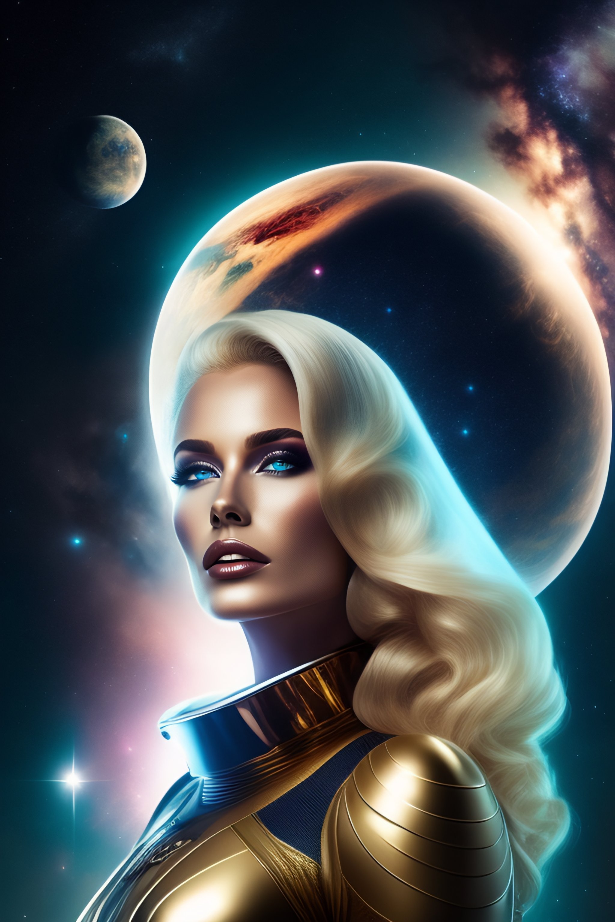 Lexica - Hot blonde alien spacegirl wearing a formal space outfit ...