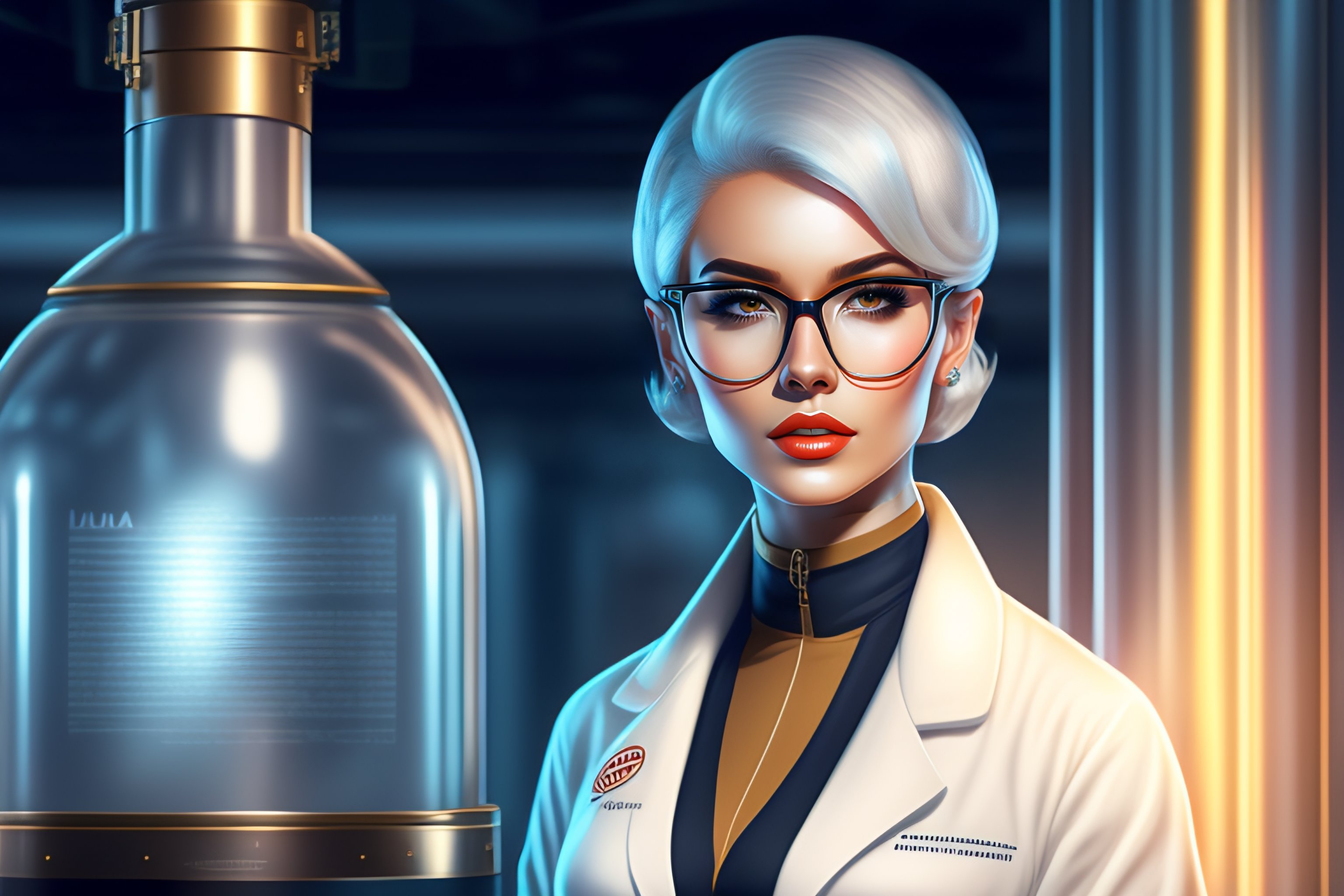 Lexica - Lisa Blackpinkwith short white hair, wearing lab coat and ...
