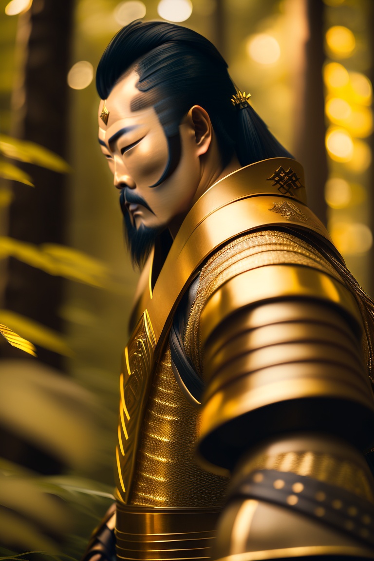 Lexica - Samurai in golden clothing, in the traditional Japanese style ...