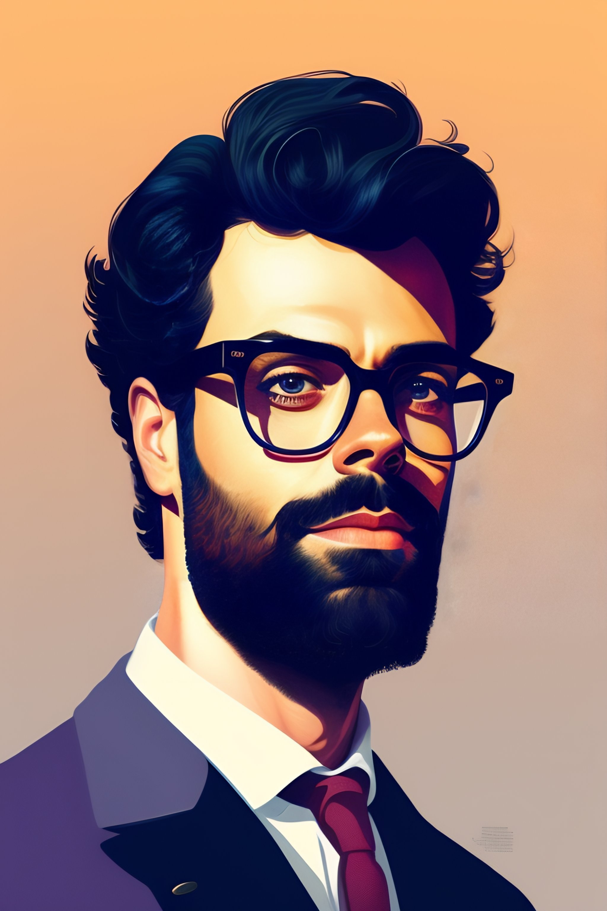 Lexica - Detailed portrait of bearded jemaine clement in circular ...