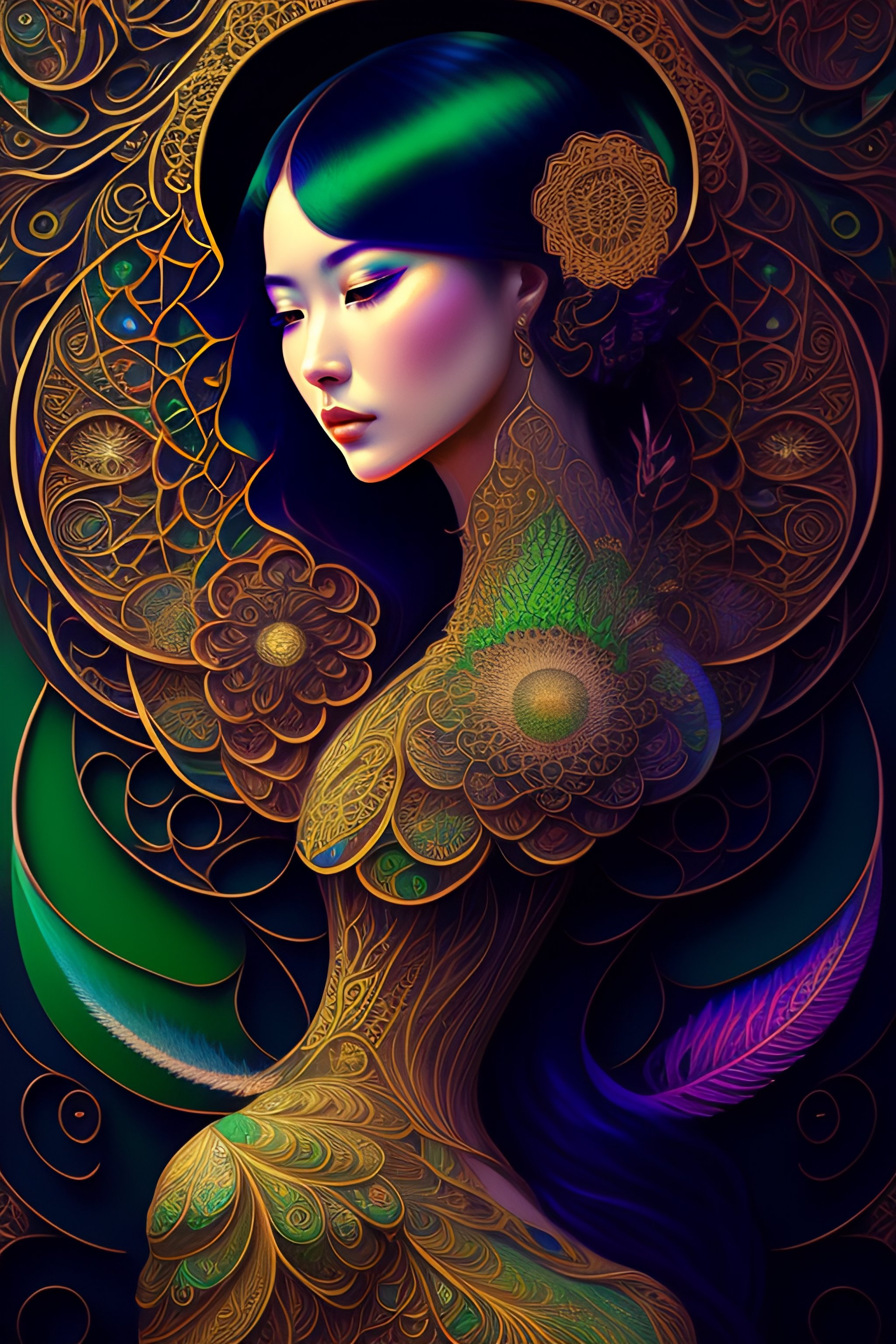 Lexica - Human flower man in green by Android Jones, Earnst Haeckel ...