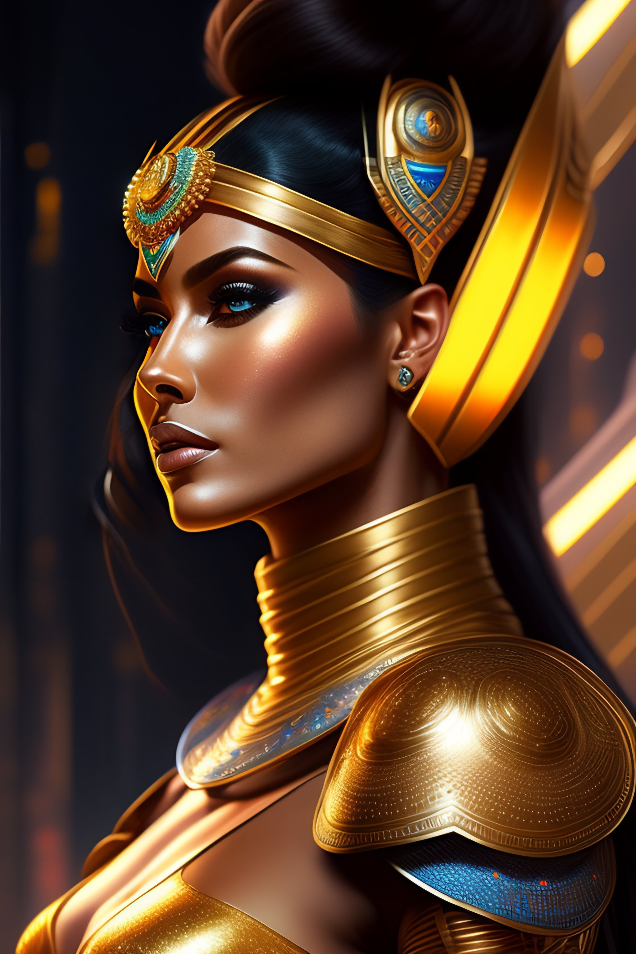 Lexica - Profile!! portrait of an Egyptian goddess, sci-fi armor ...