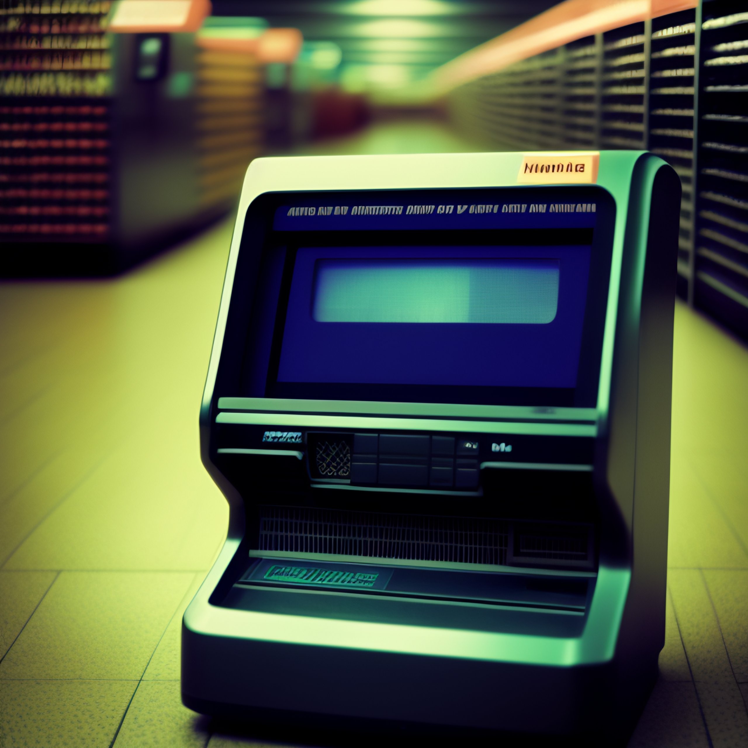 Lexica Analog horror of a walmart self checkout machine, creepy, old