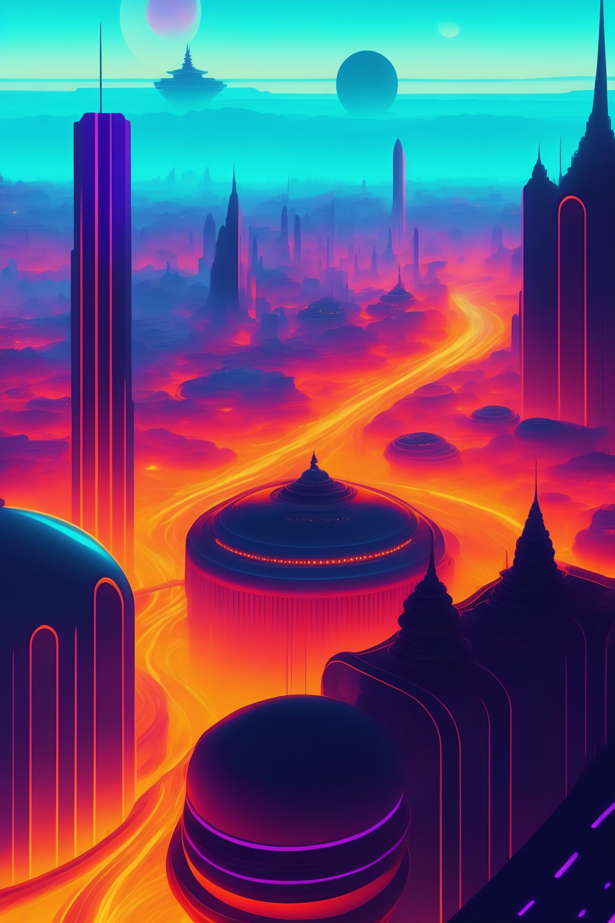 Lexica - Alien city in the style of studio gibli and jhonen vasquez ...