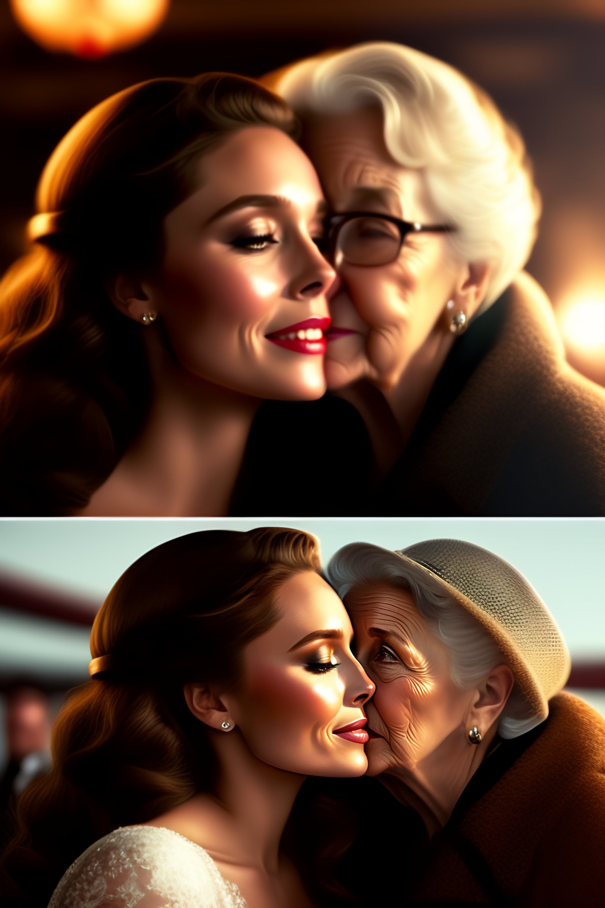 Lexica Elizabeth Olsen Kiss Old Woman Wedding Background Glamour Realistic 32k Ultra Hd 