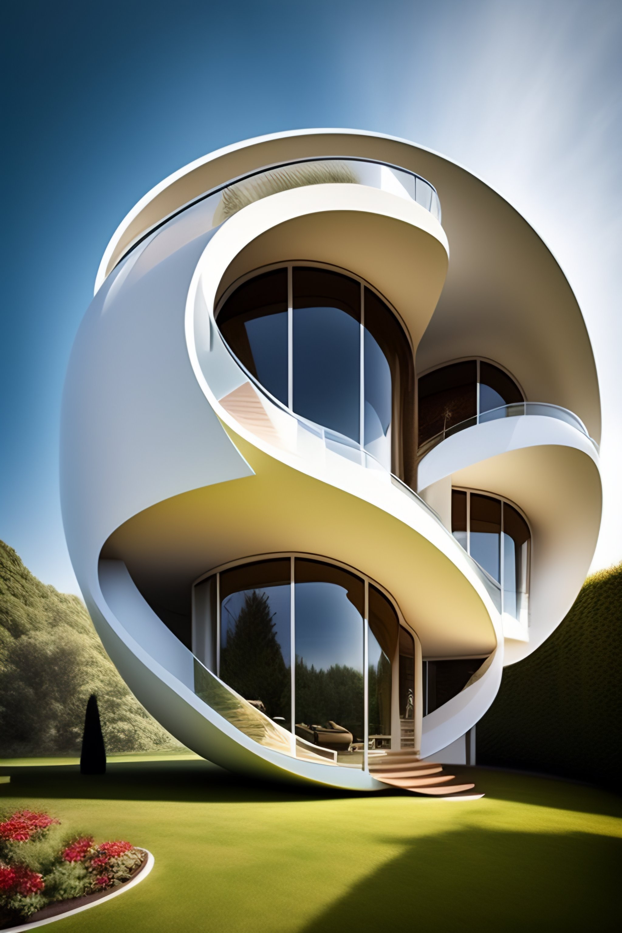 Lexica - A multi-storey house of the future shaped like a crescent