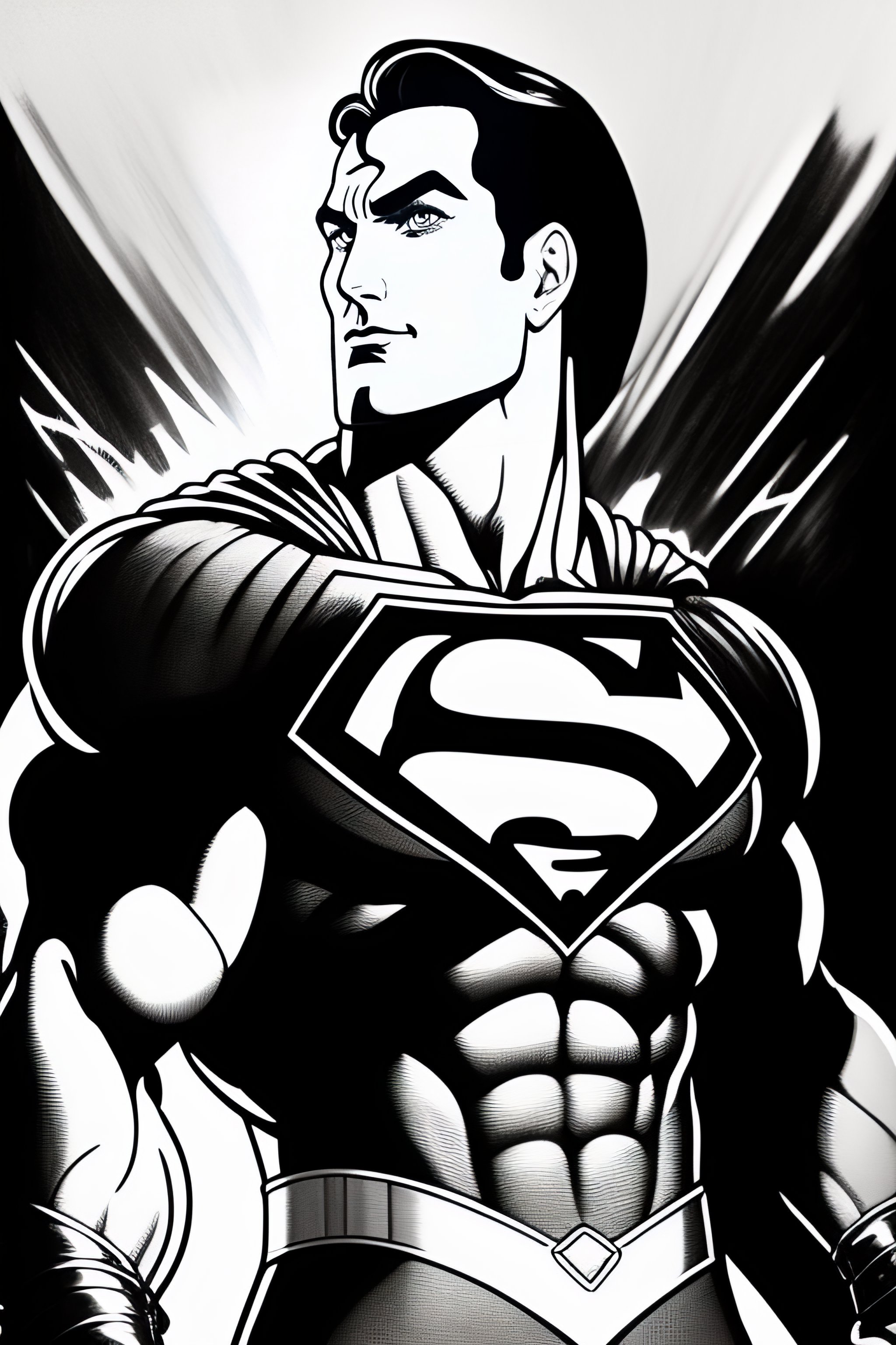 Lexica - Simple line drawing of superman opening shirt