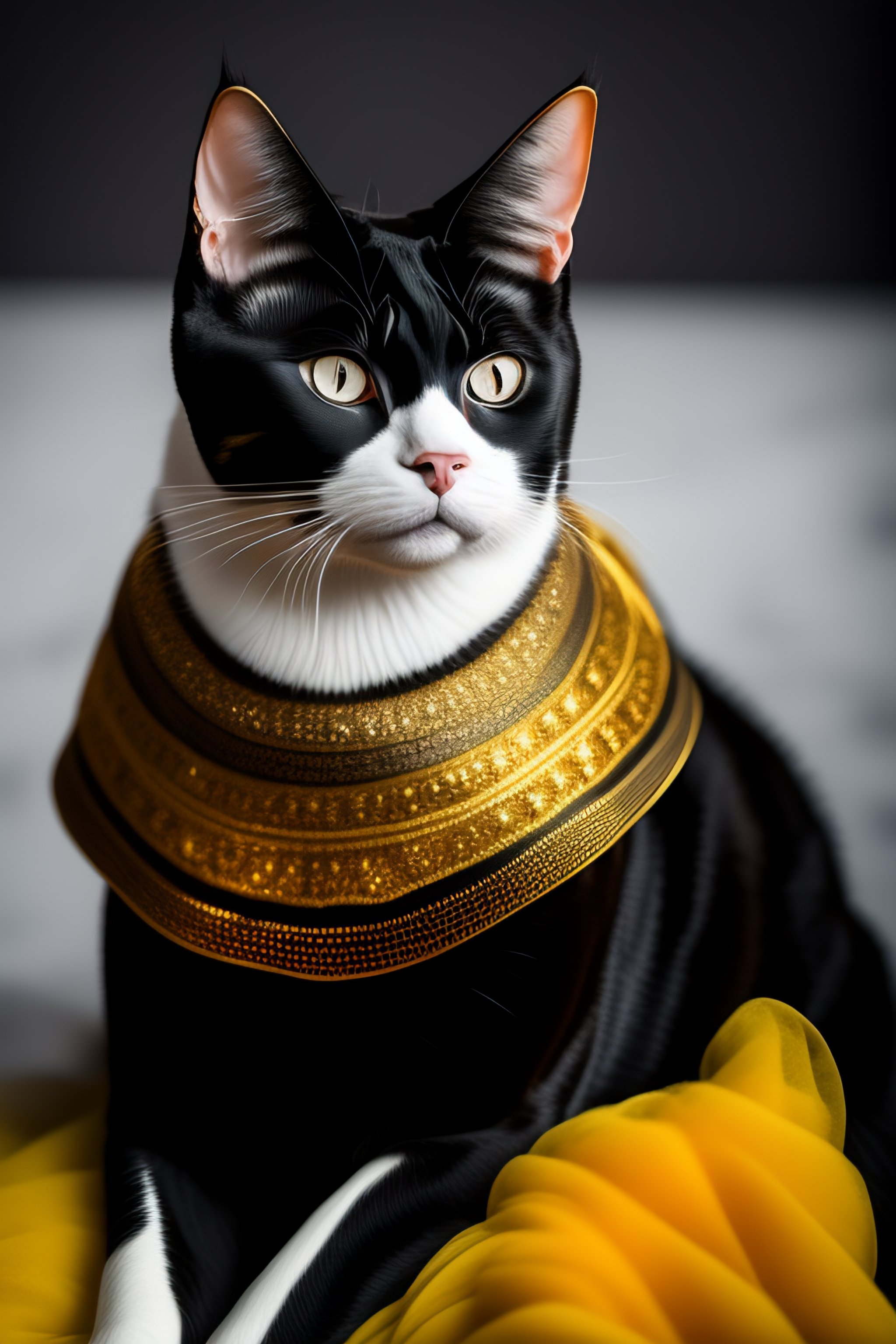 Lexica - Highly detailed black yellow and white cat wearing an islamic ...