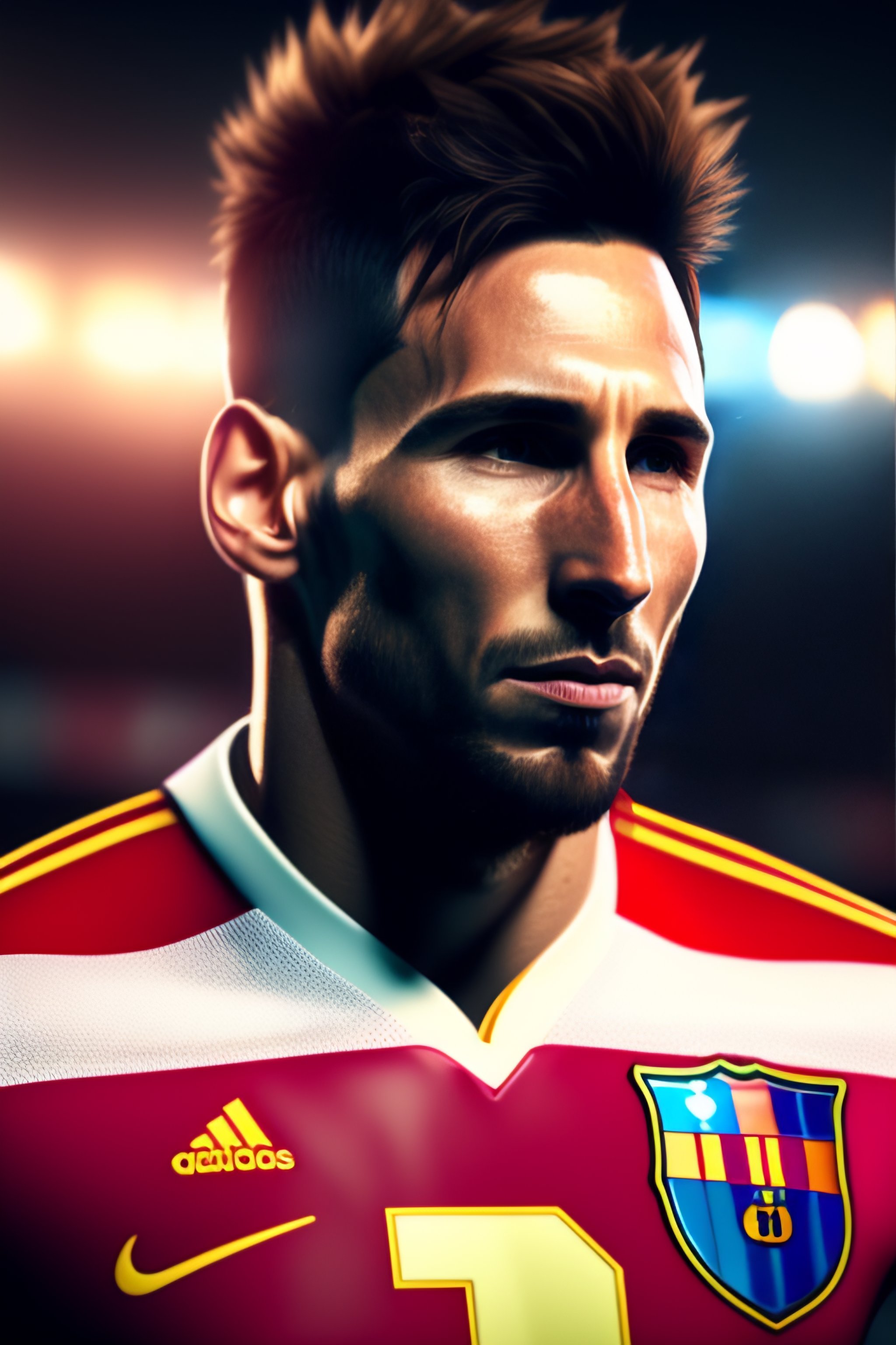 Lexica - Highly detailed potrait of messi in flash suit, unreal engine ...