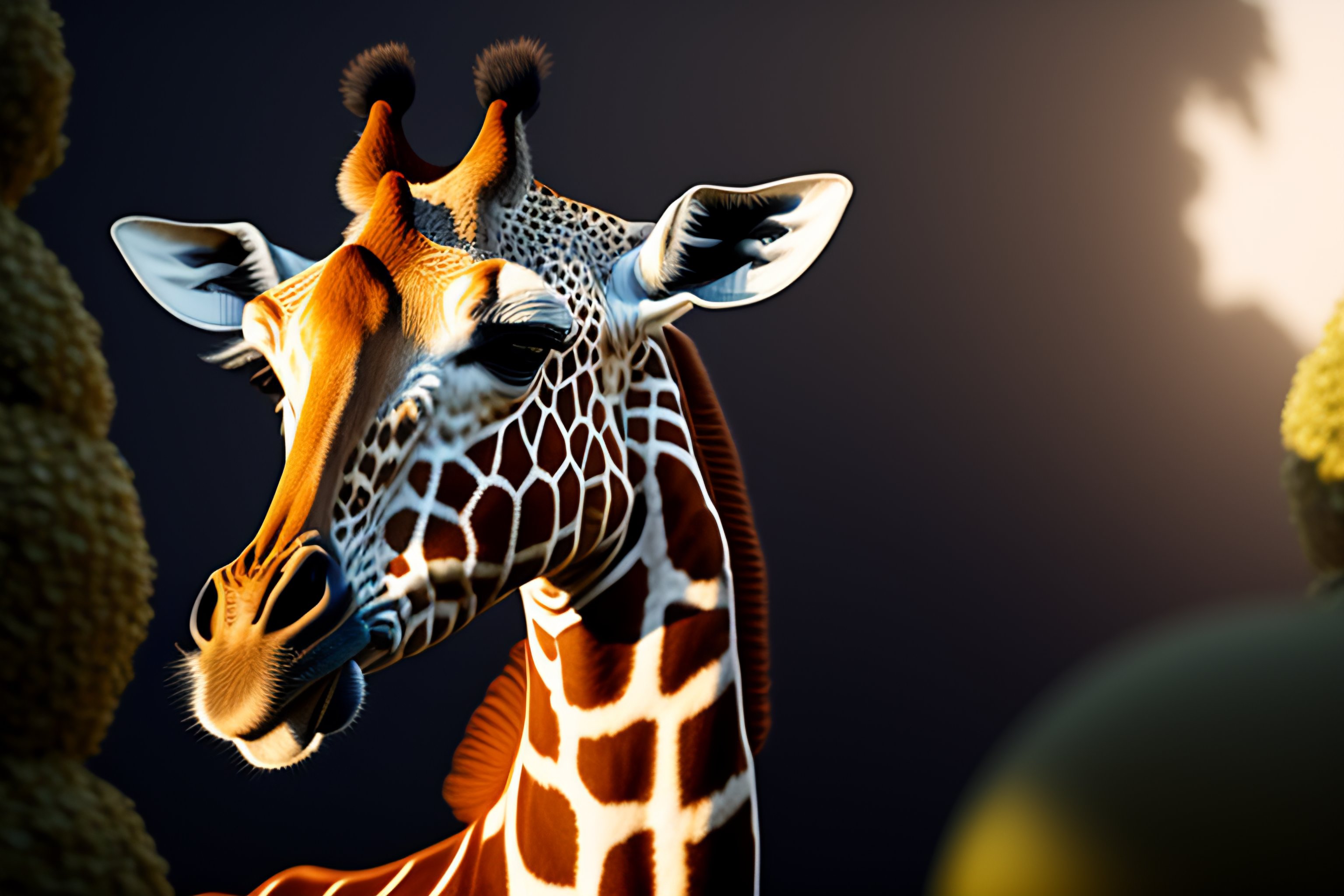 Lexica - Oil painting of giraffe by Fernando botero in surreal garden ...