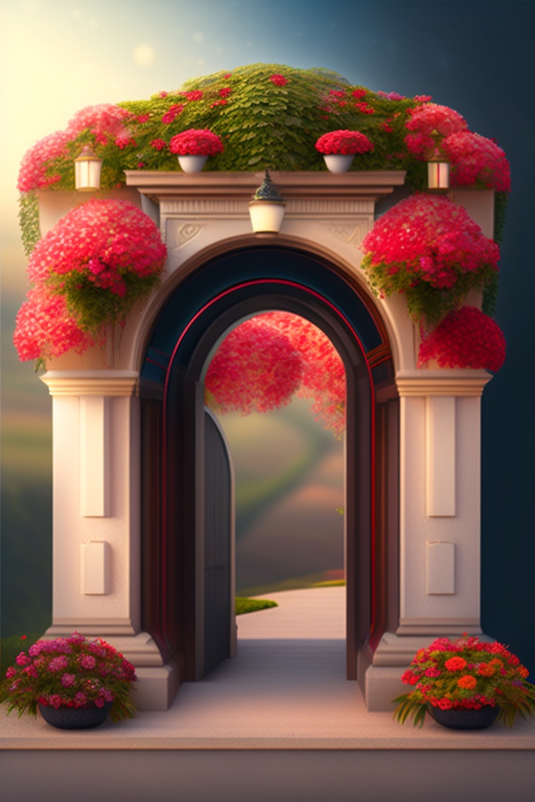 Lexica - Spring, arch with red flowers