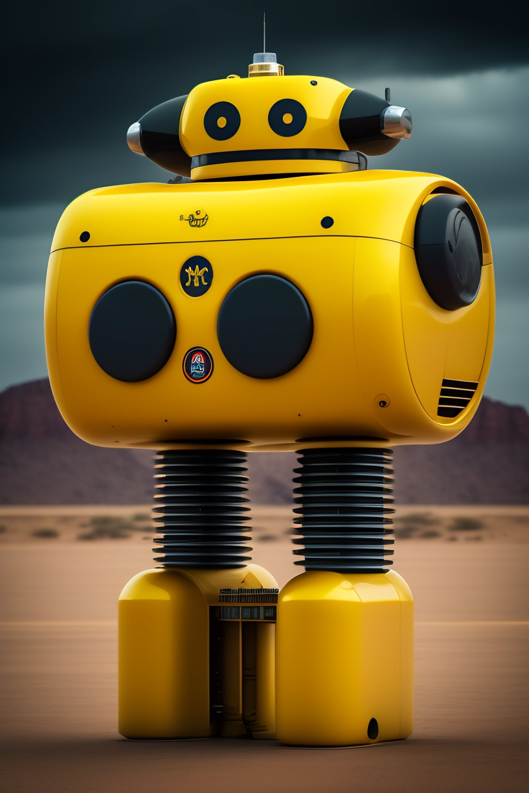 Lexica - Gun dam robot with a yellow round smiley face