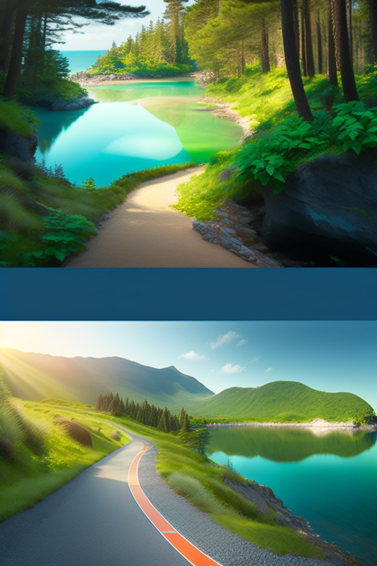 Lexica - A split image where the left side showcases a pristine natural ...
