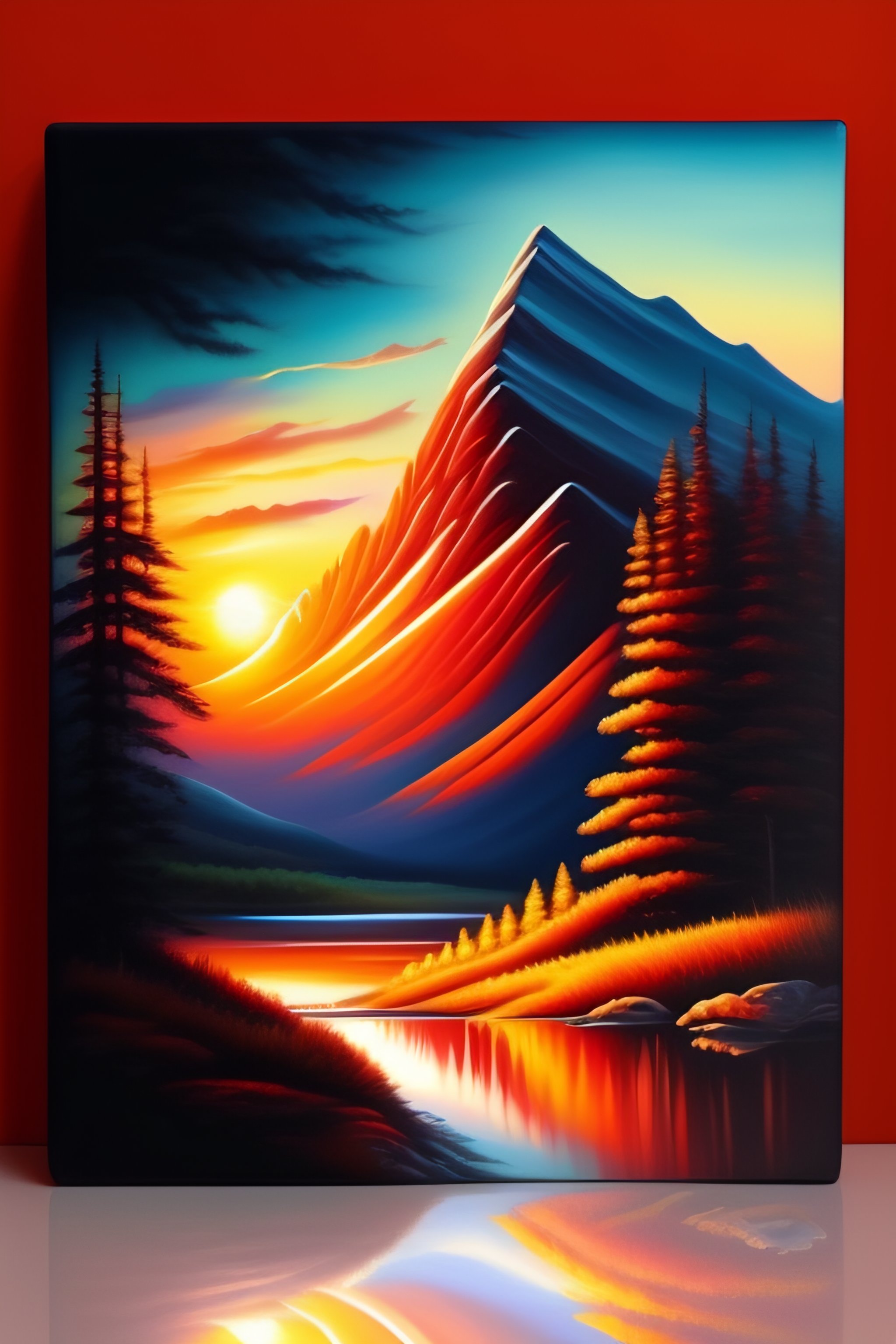 Lexica - Mountain Sunset Oil Painting art