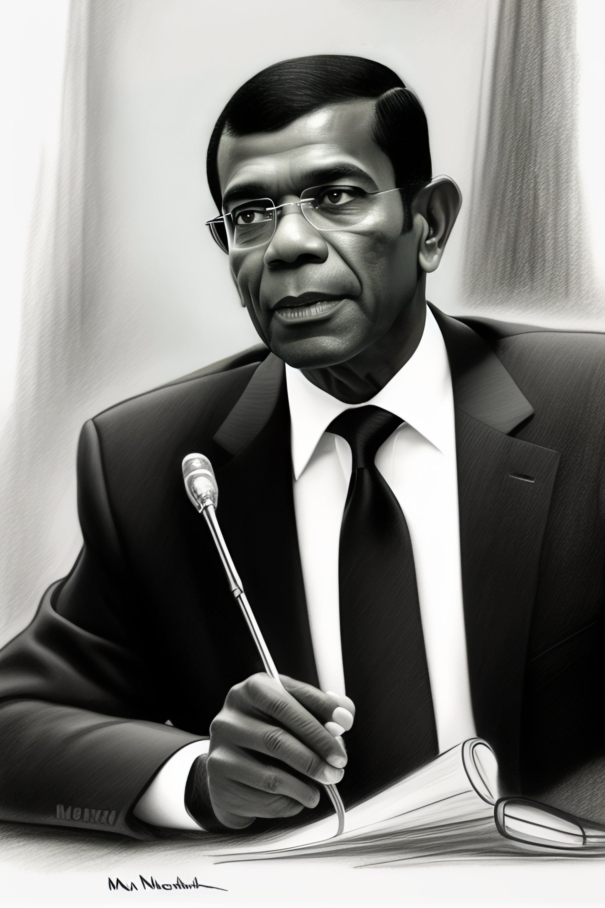 Lexica - Milt kahl pencil sketch of `former president Mohamed nasheed ...