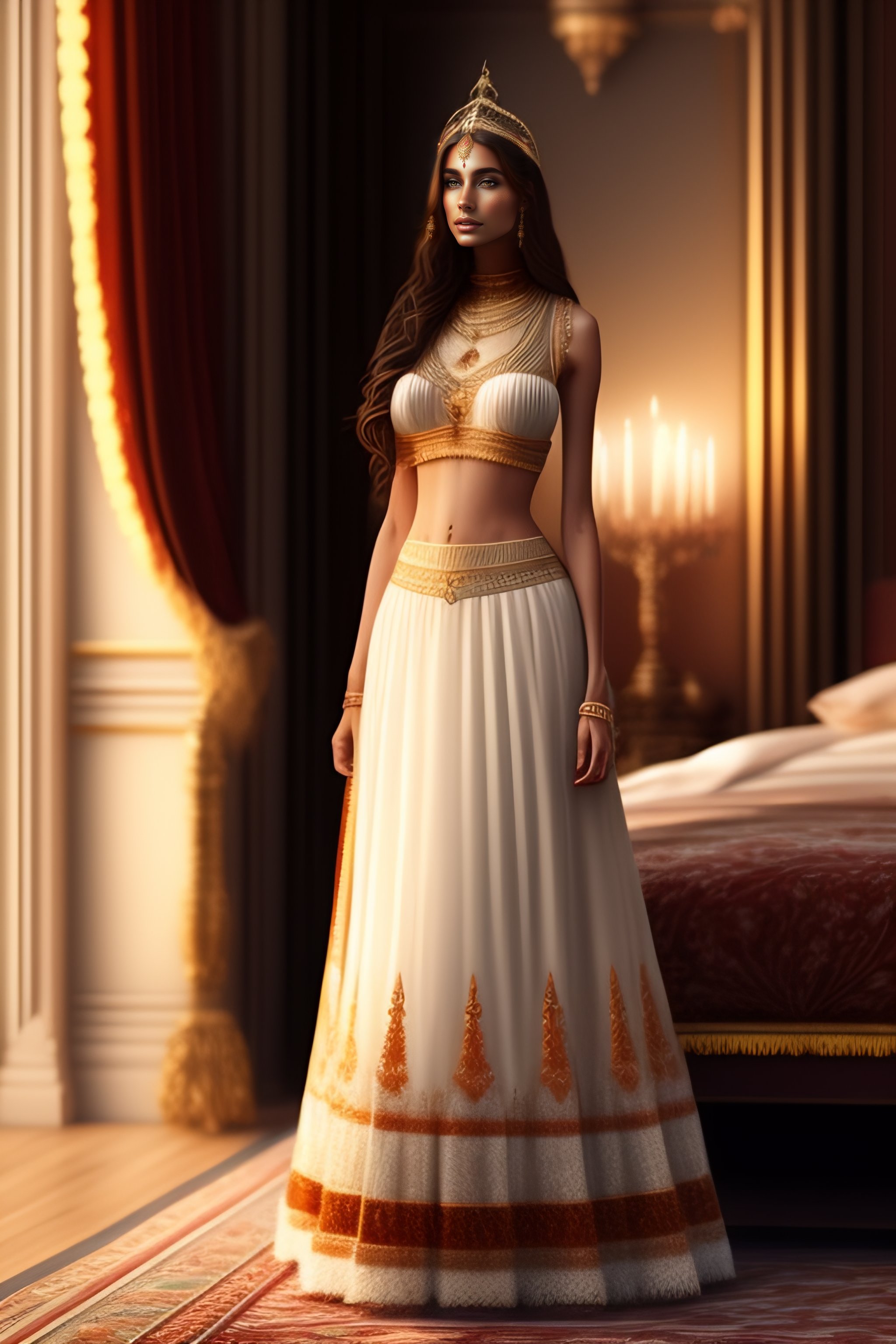 Lexica Beautiful Indian Princess Standing In The Palace Bedroom With