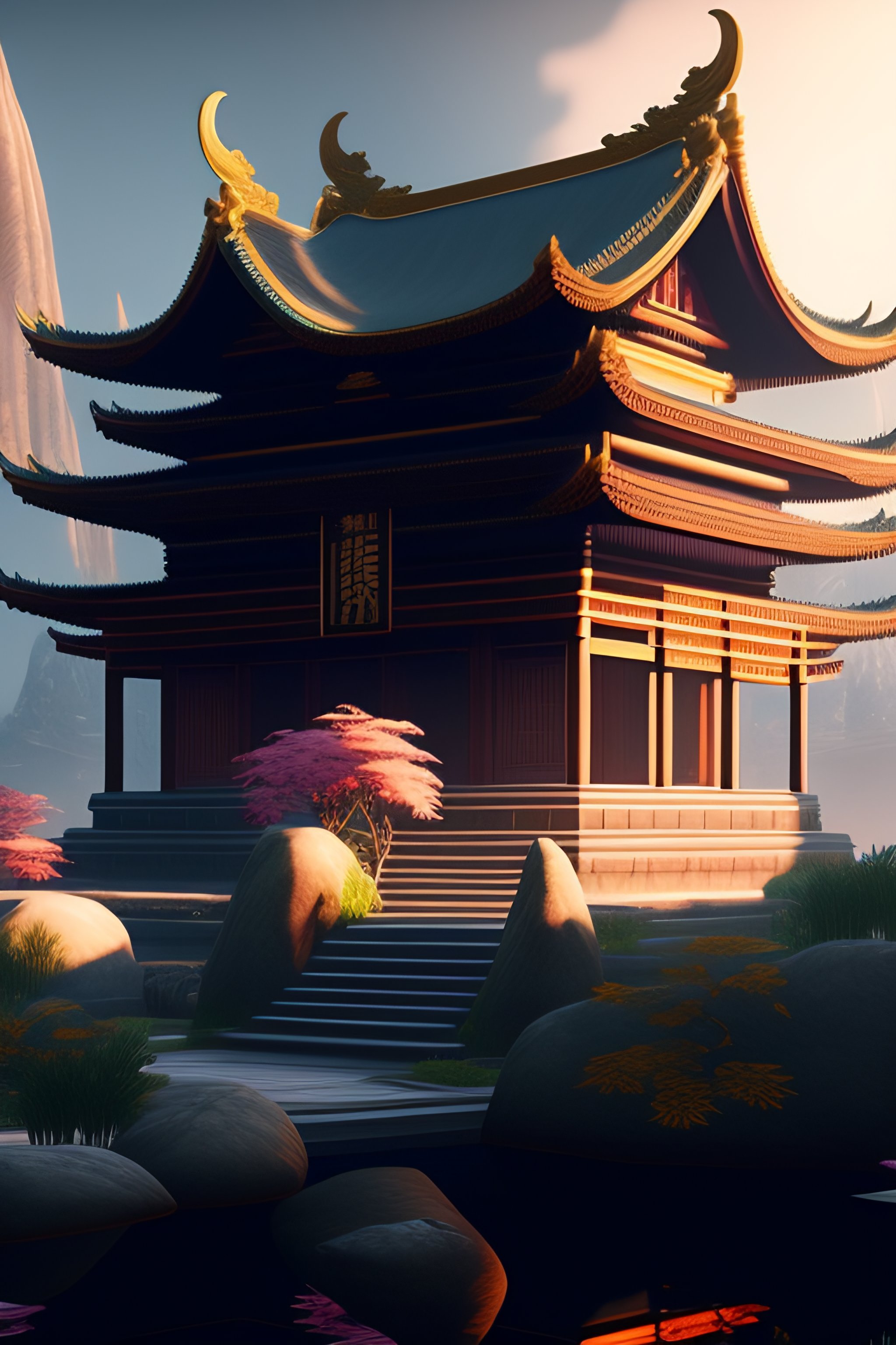 Lexica - Silent old asian temple, beautiful texture, beautiful graphics ...