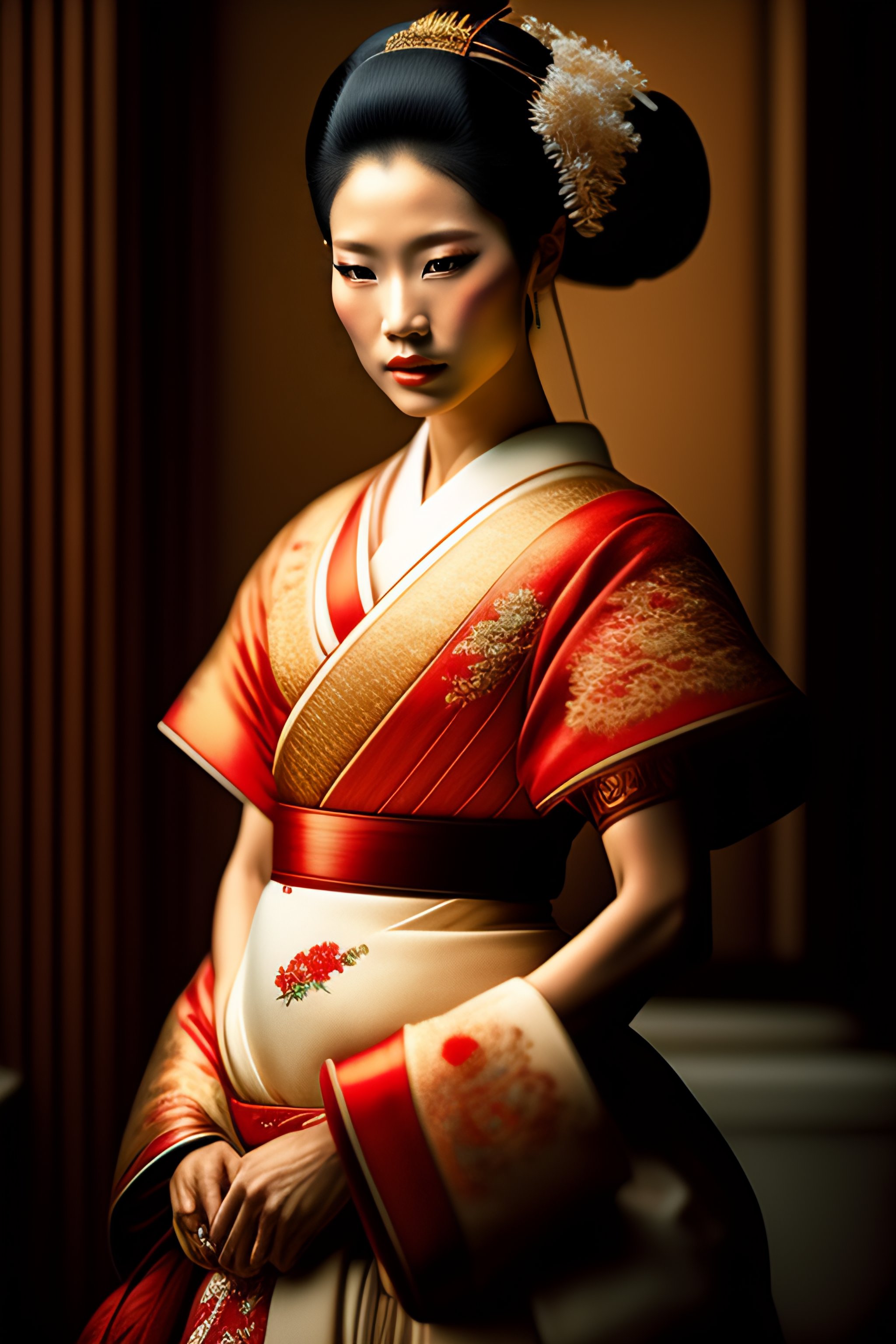 Lexica - Geisha, one light, intricate, elegant, highly detailed ...