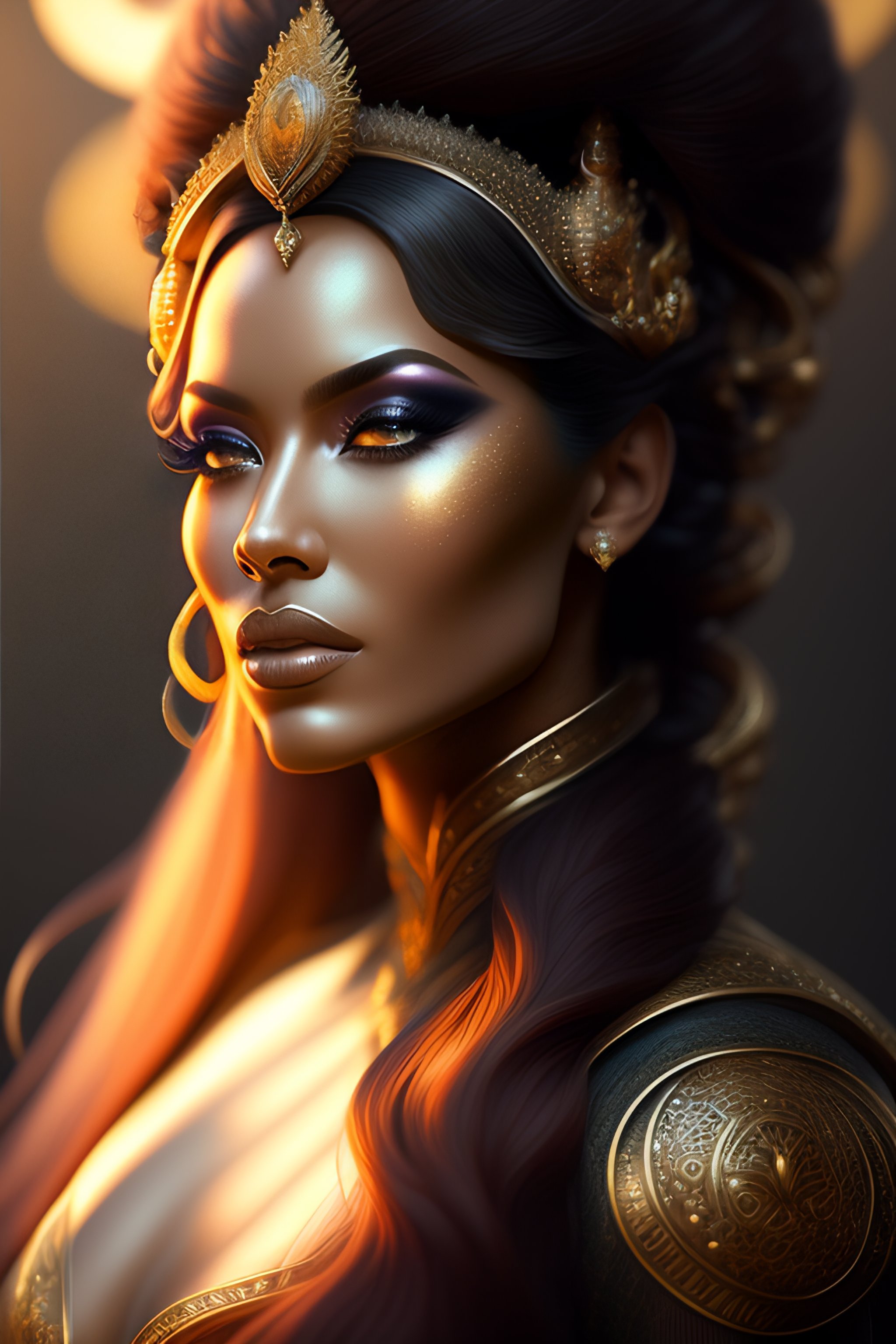 Lexica - Front shot of a queen burning hair, intricate, elegant, highly ...