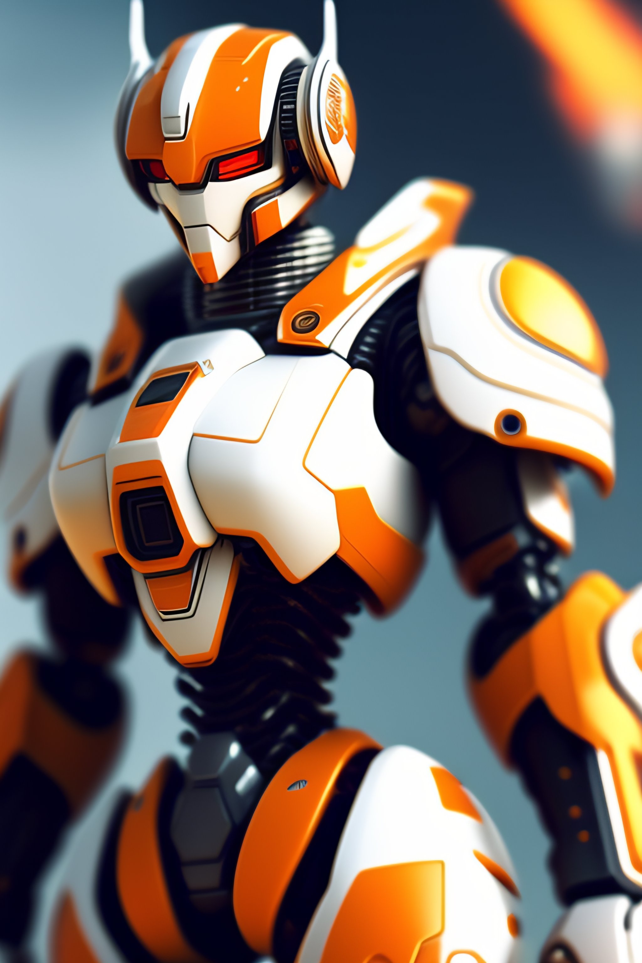 Lexica - White and orange symmetrical design color, futuristic mecha ...