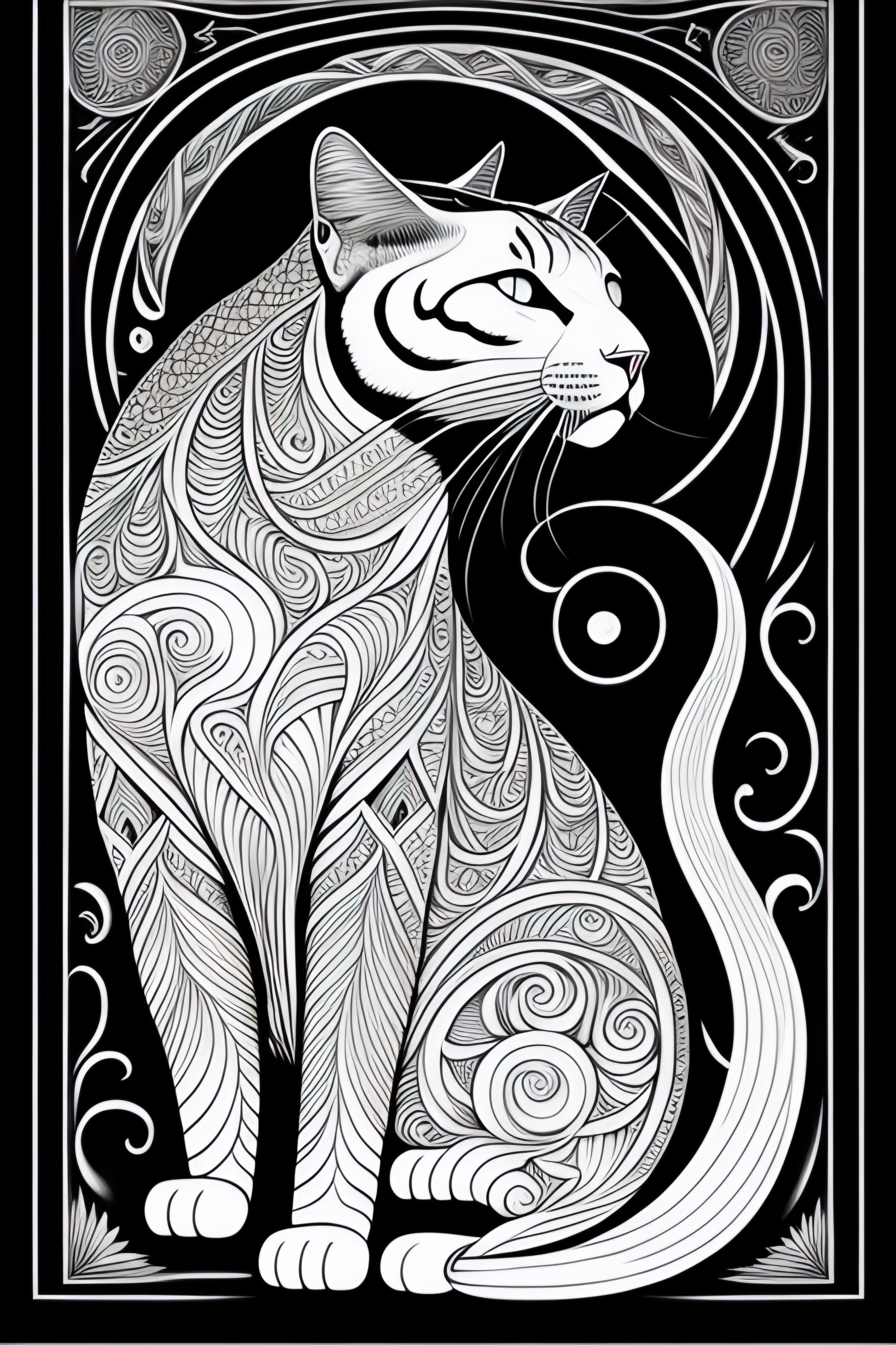 Lexica - A large white cat, fantasy, magical, mystical, unusual, black ...