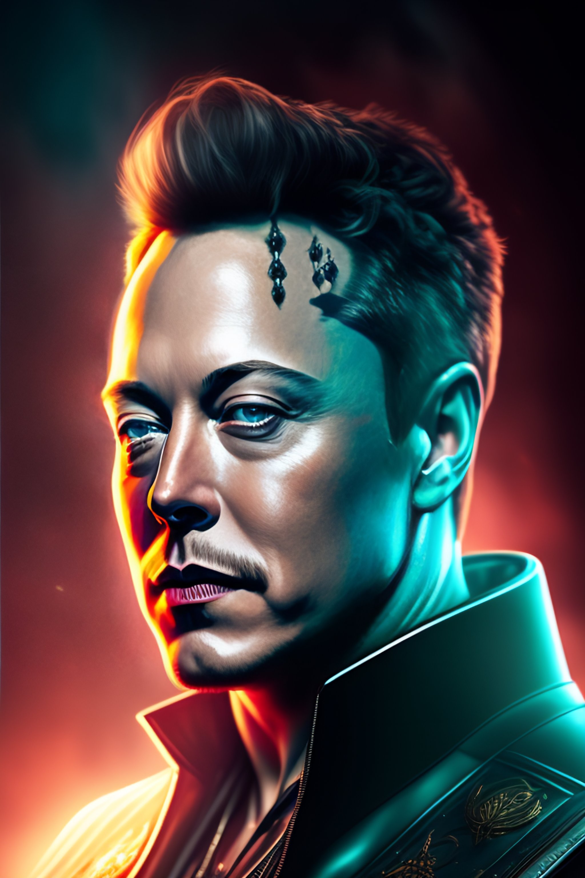 Lexica - A striking full body portrait of elon musk the eldritch god