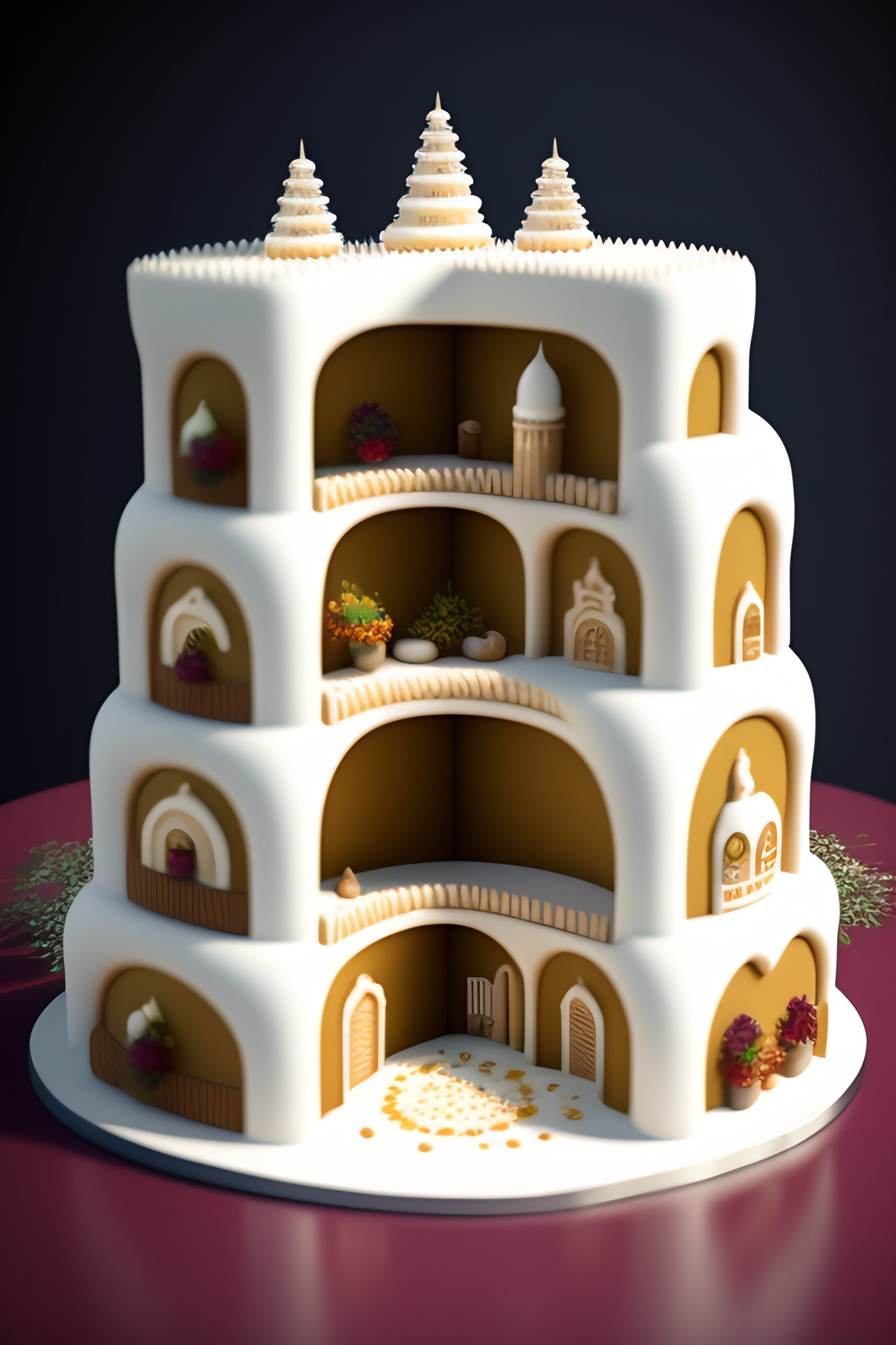 Lexica - Wedding Cake town prototype, white background