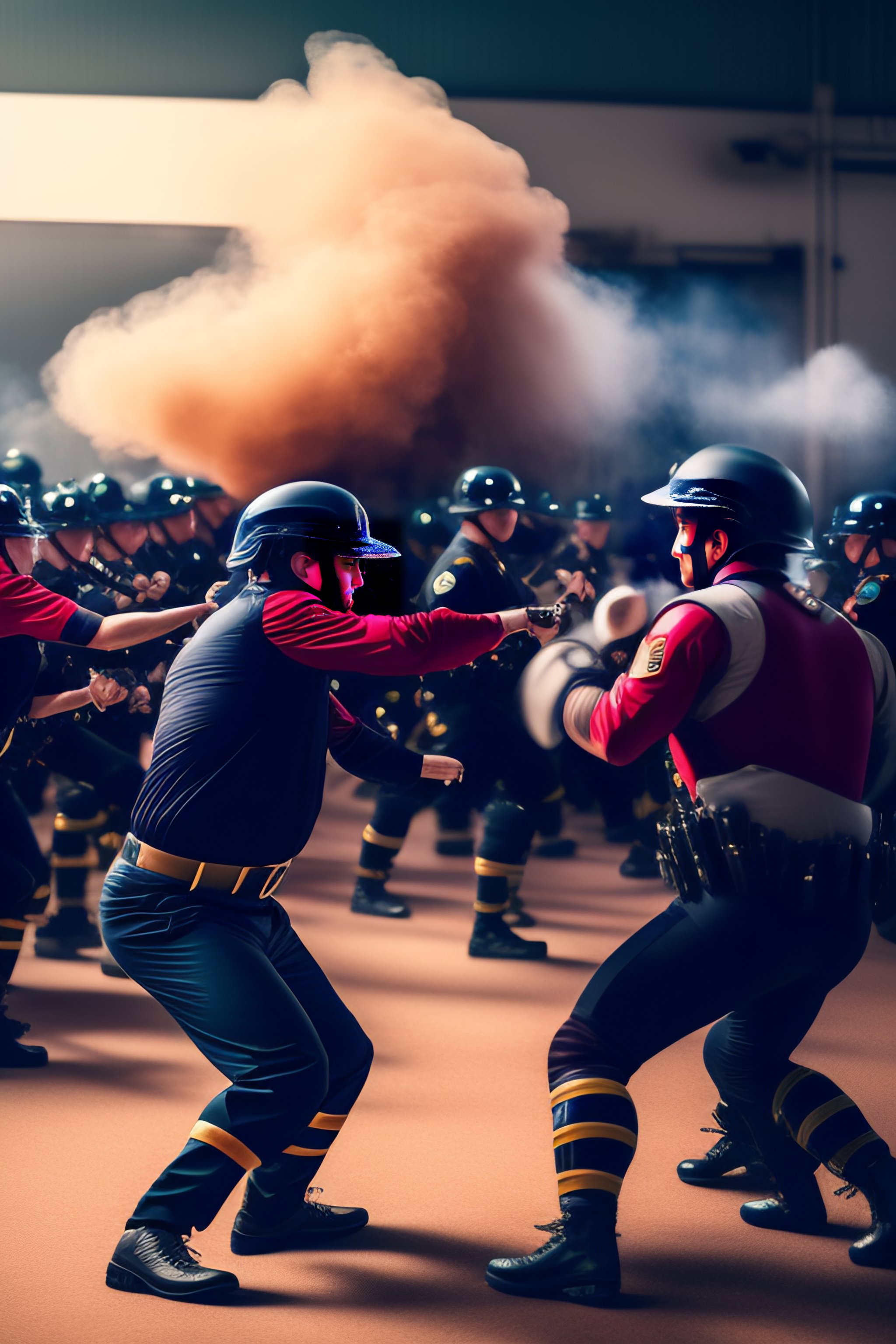 Lexica - A photograph of 100 people fighting with hands, realistic