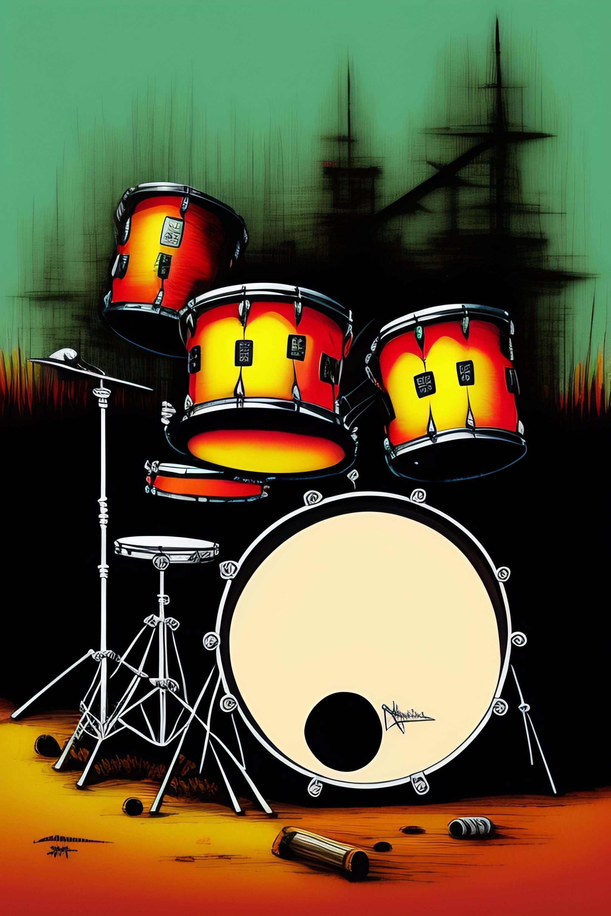 Lexica Drum set from hell by ralph steadman