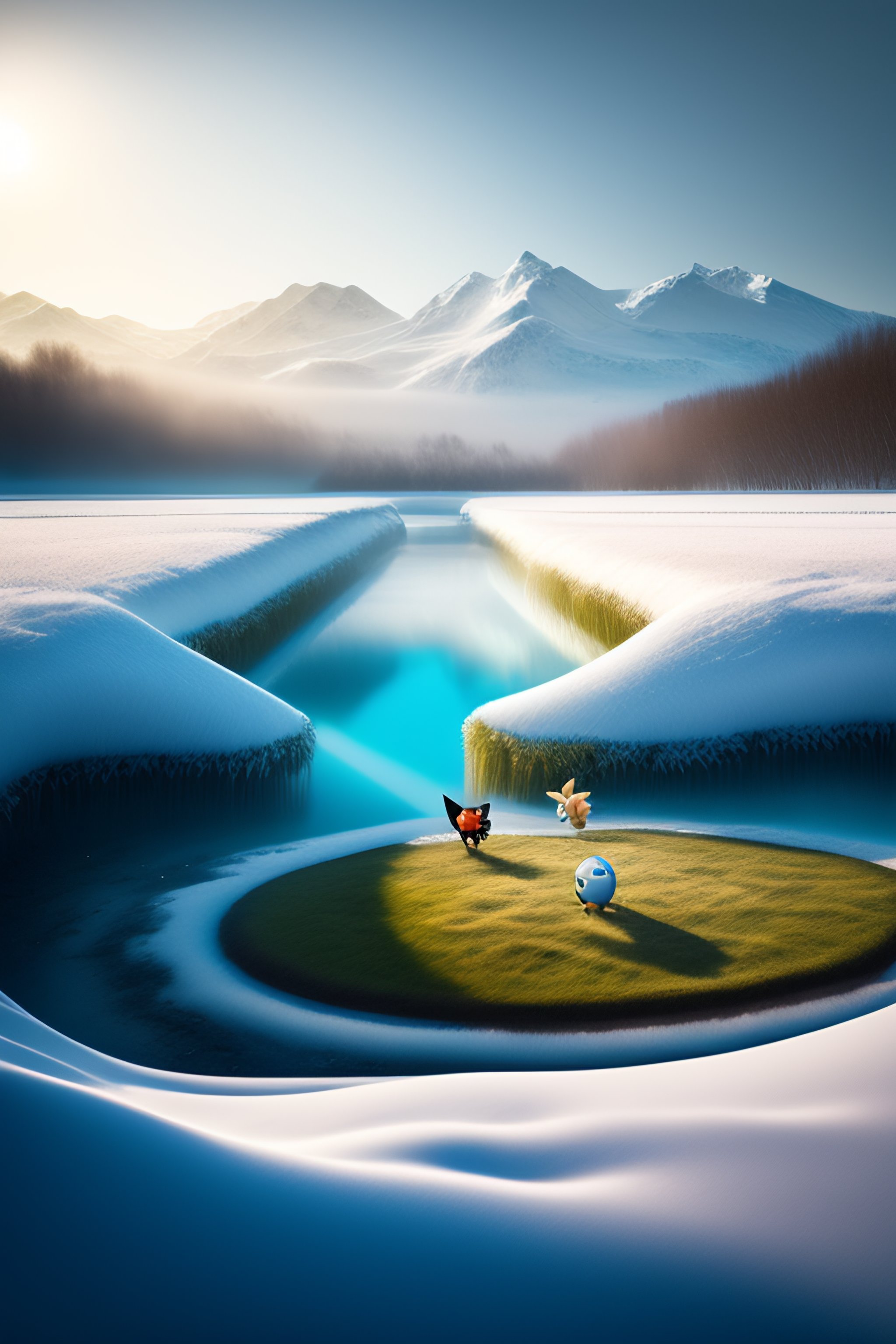 Lexica - Pokémon freeze in a fields with snow