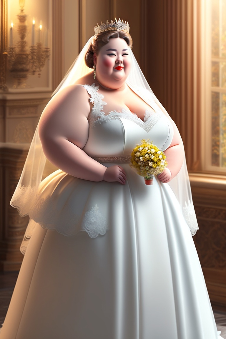 Lexica The fat boy is too fat and the white wedding dress is torn