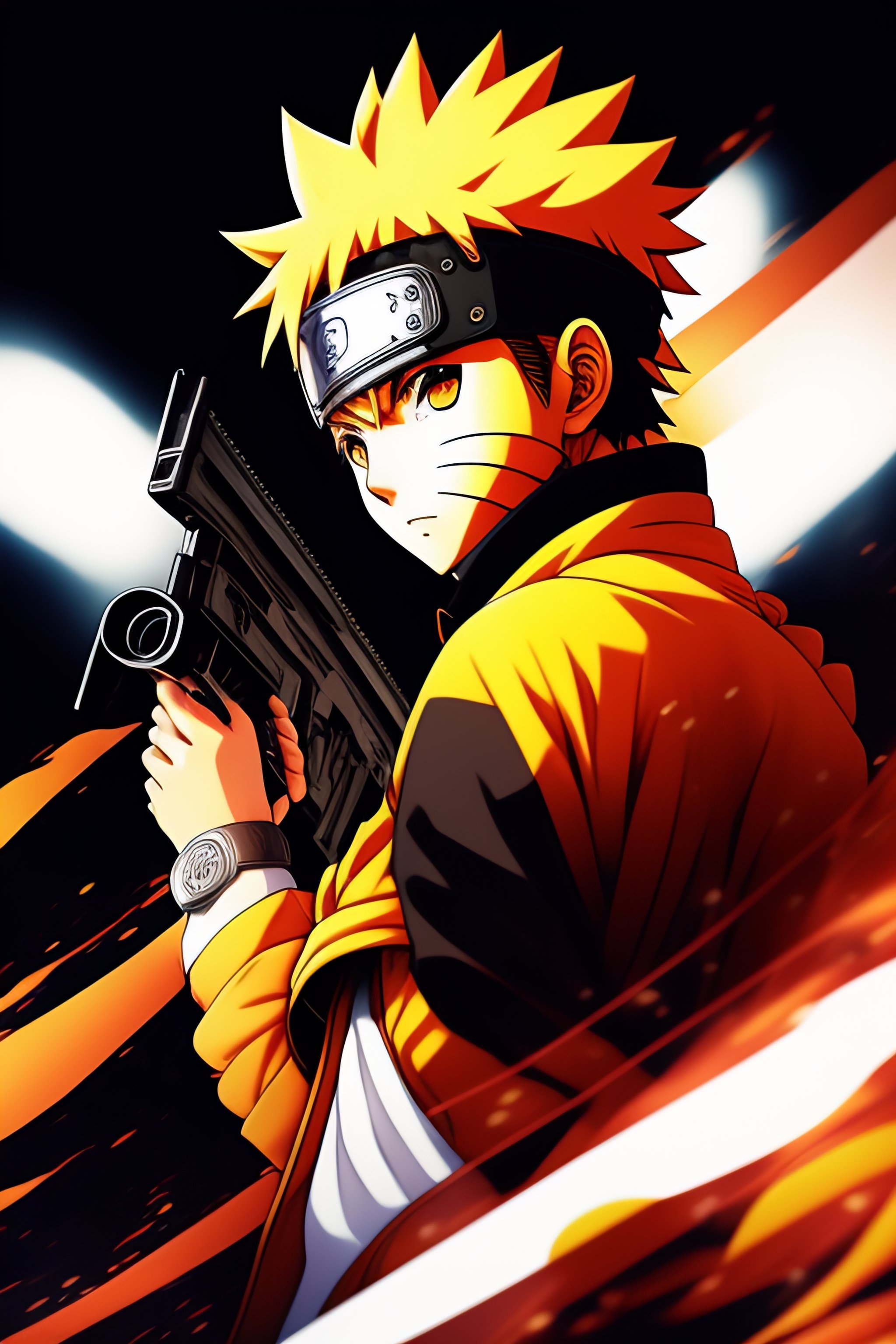 Lexica Naruto holding a gun manga style