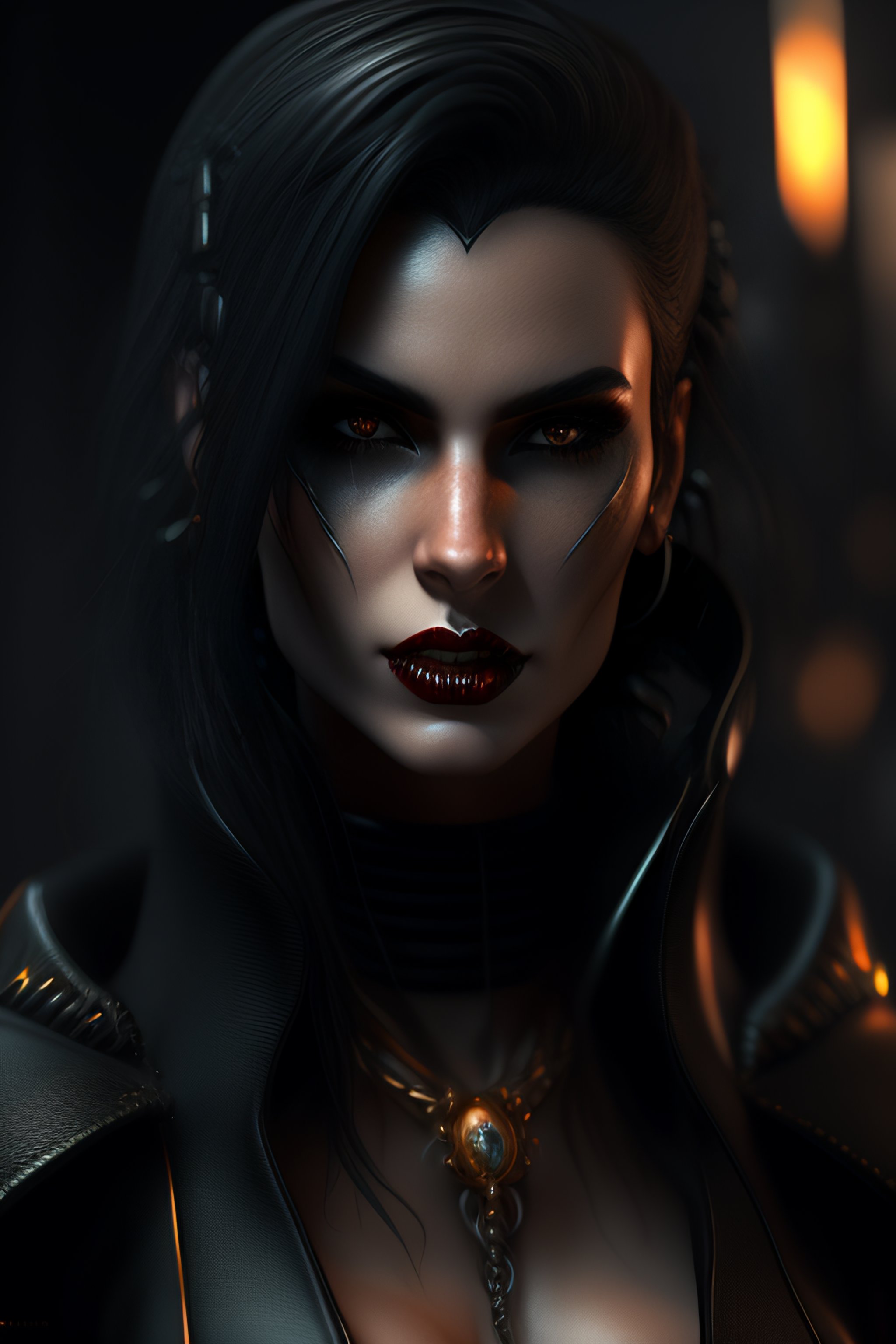 Lexica - A cyberpunk vampiric girl made with black stone and lights ...
