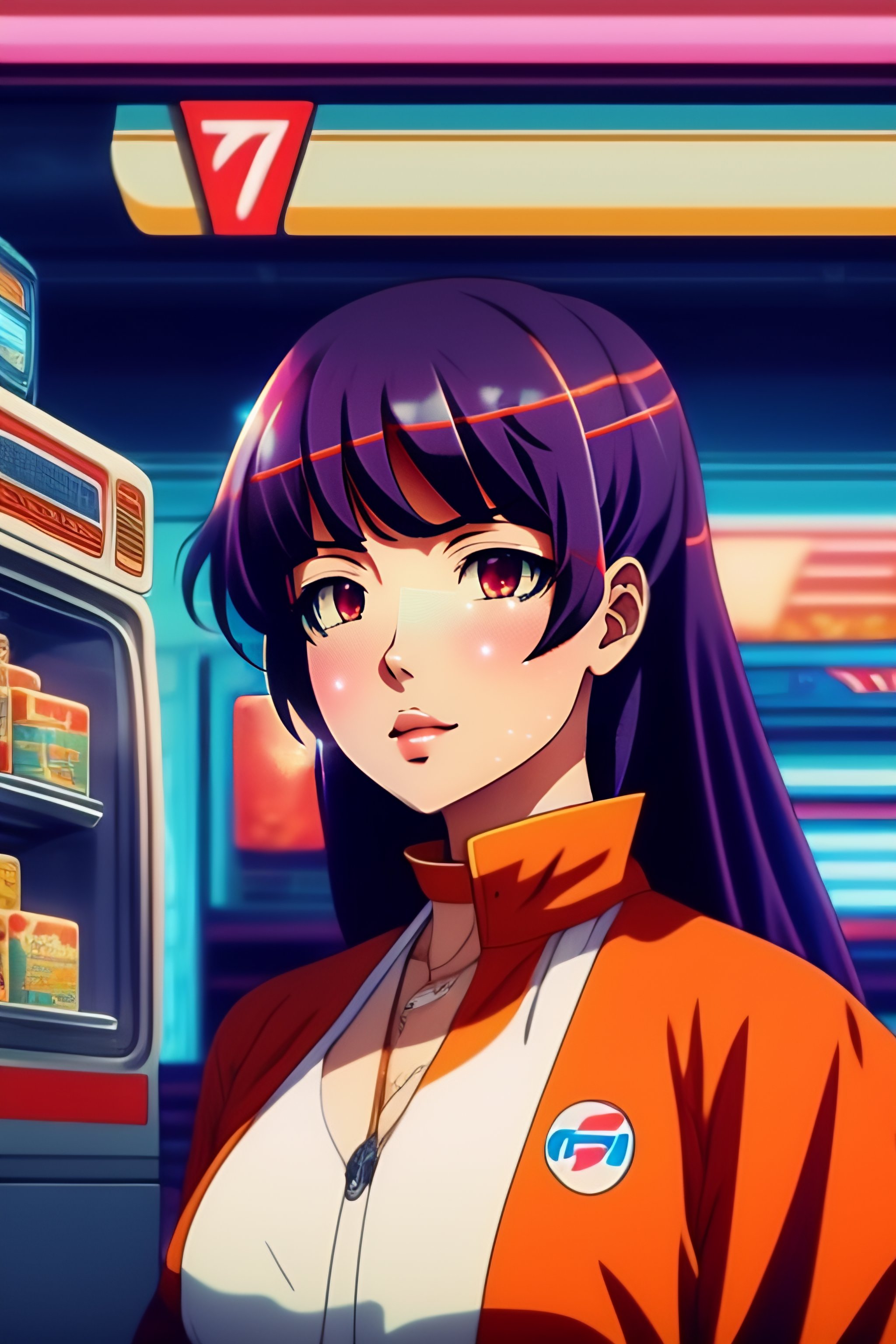 Lexica - Vintage 90's anime style. stylish model posing in 7/11 ...