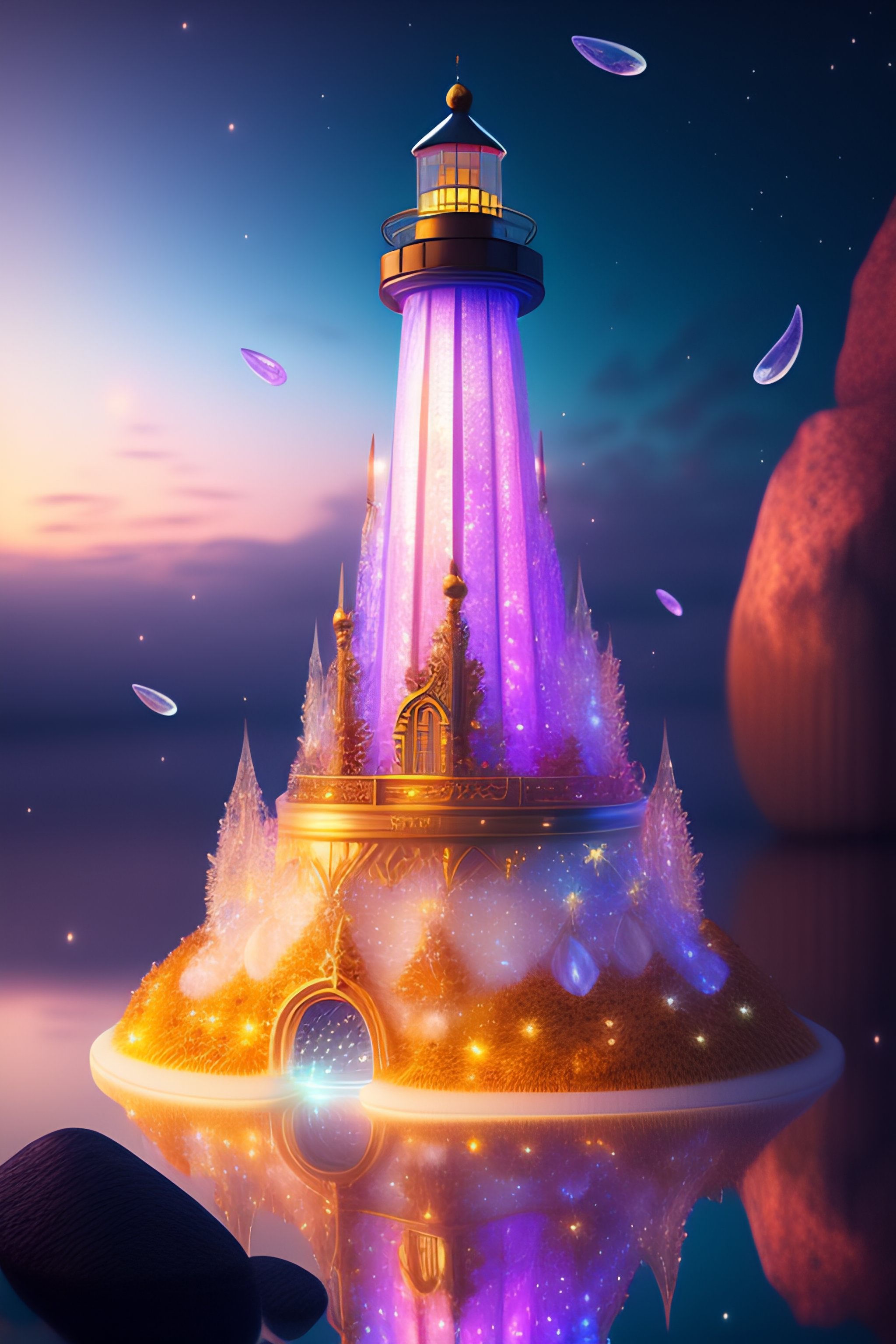 Lexica - Lighthouse full of crystal, detailed digital illustration of a ...