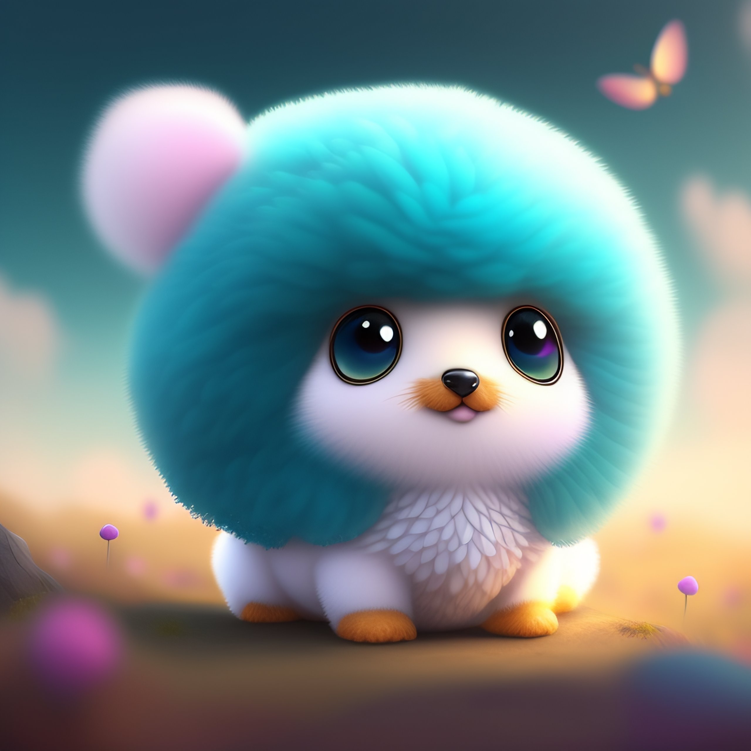 Lexica - Cute and adorable cartoon fluffy baby rhea, fantasy, dreamlike ...
