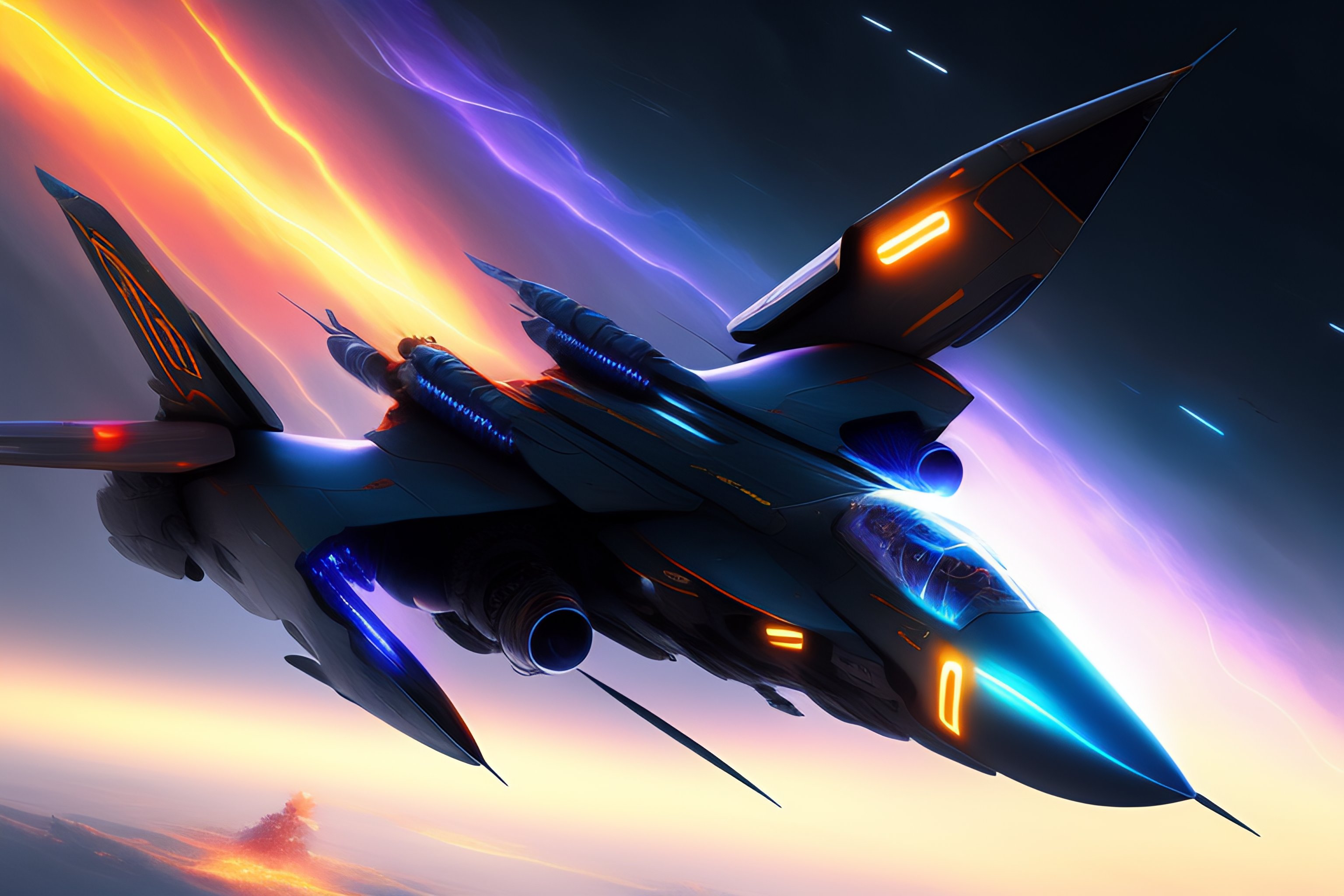 Lexica - A futuristic SU-57 with high technology flying through cosmic ...