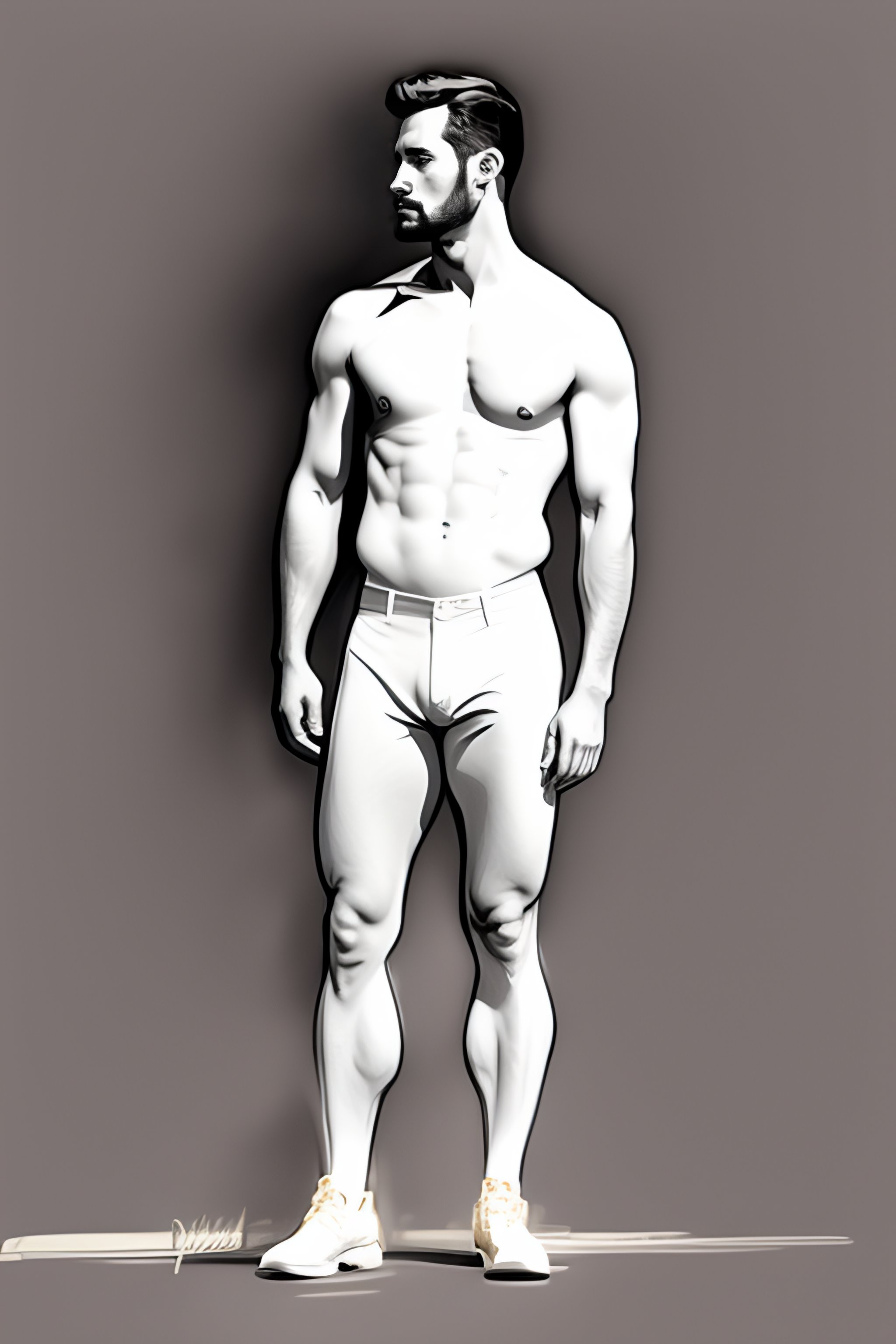 Lexica Man Standing With Hands On His Hips Viewed In Three Quarters Digital Sketch Figure