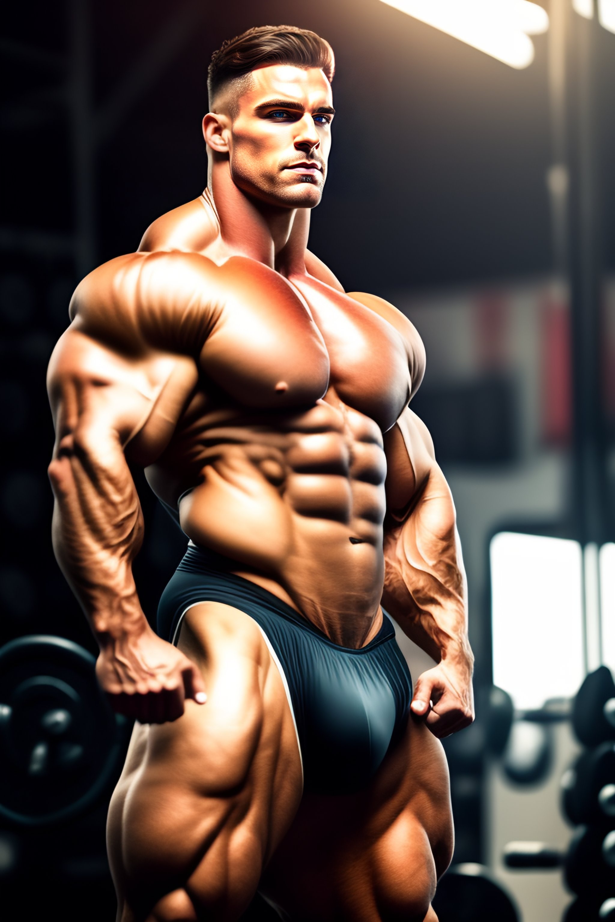 Lexica - Large Caucasian bodybuilder becoming a woman