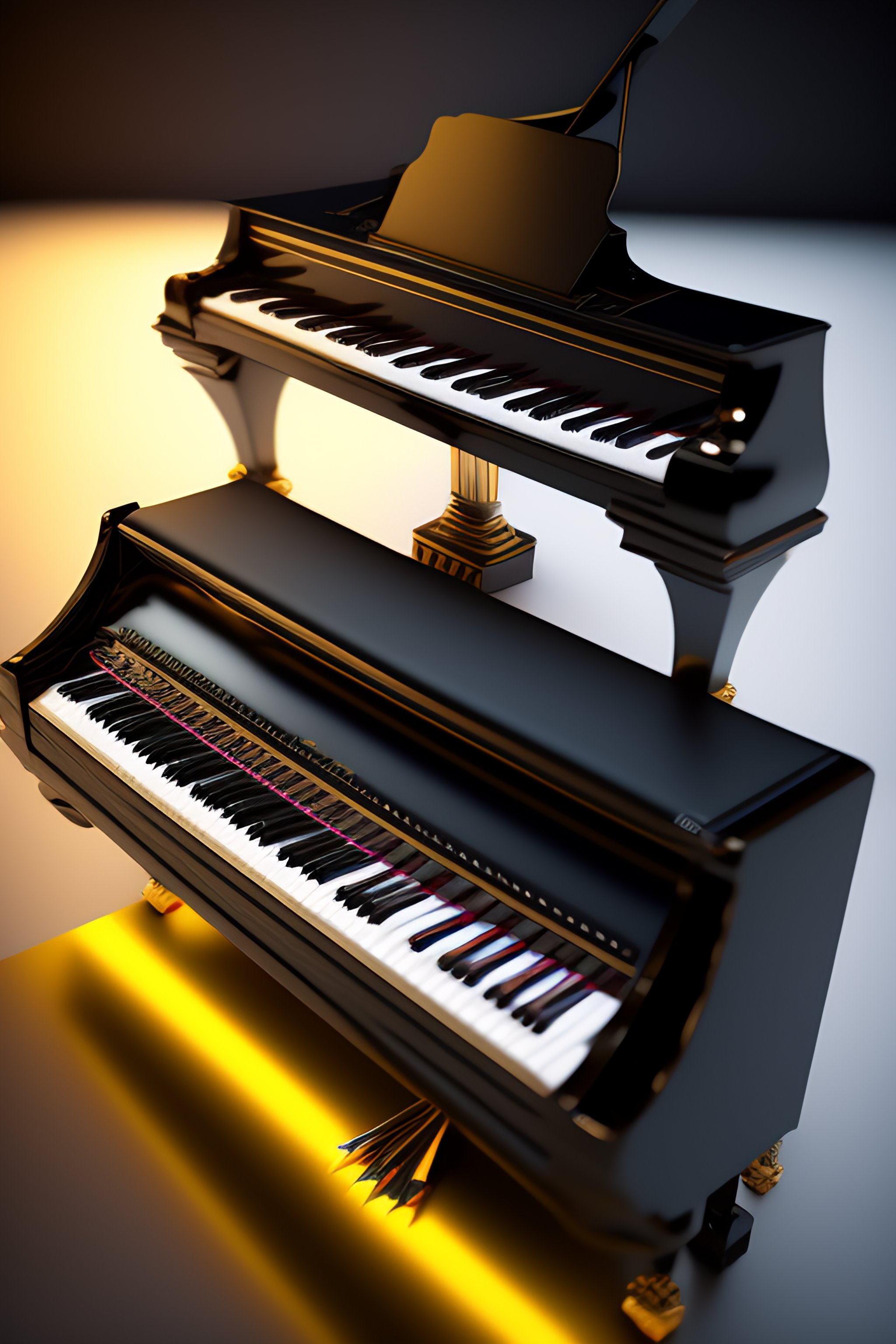 Lexica Lefthanded piano synthesizer, only keyboard, 3d isometric rendering, ambient occlusion
