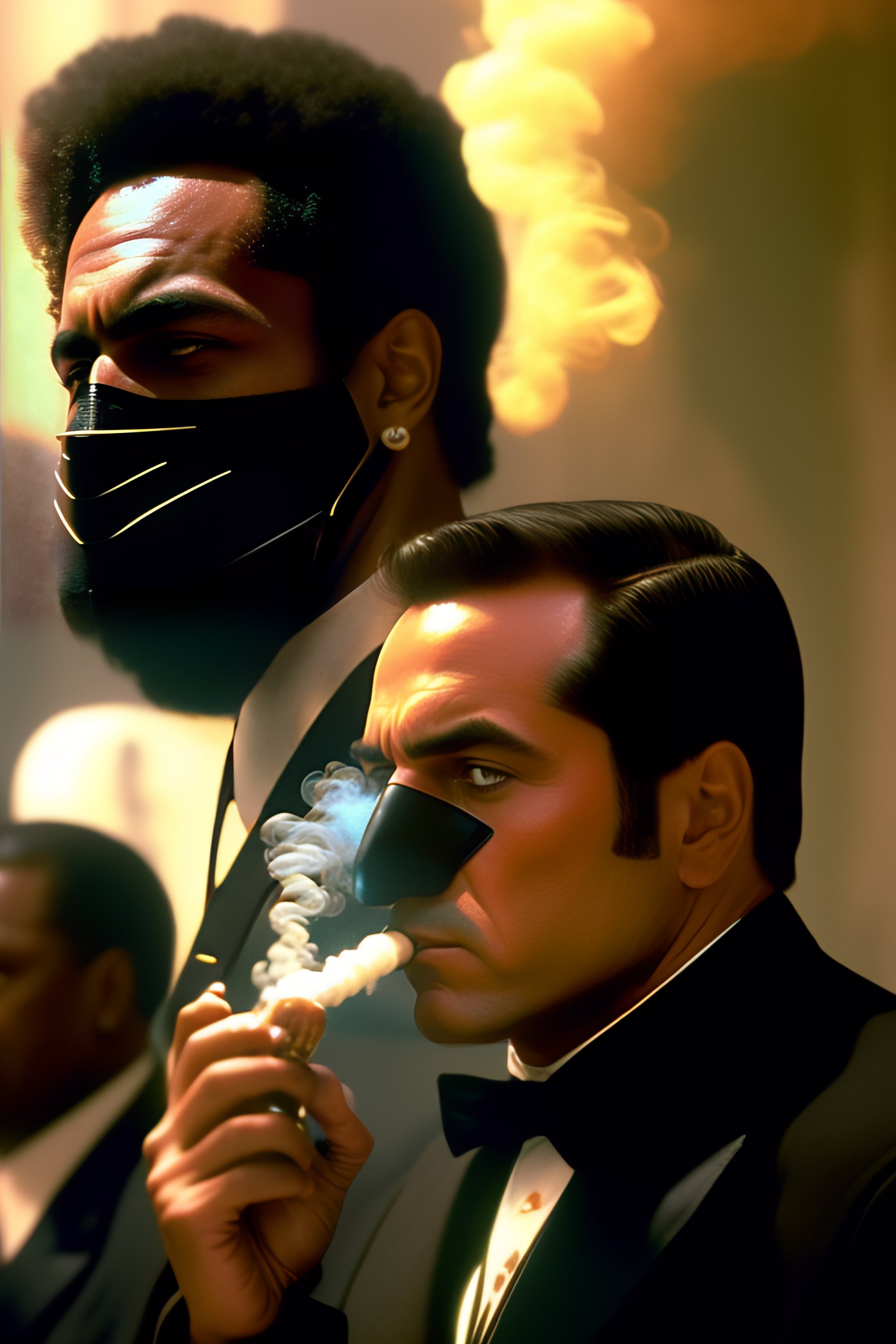 Lexica - 2 masked men from the movie men in black smoking marihuana