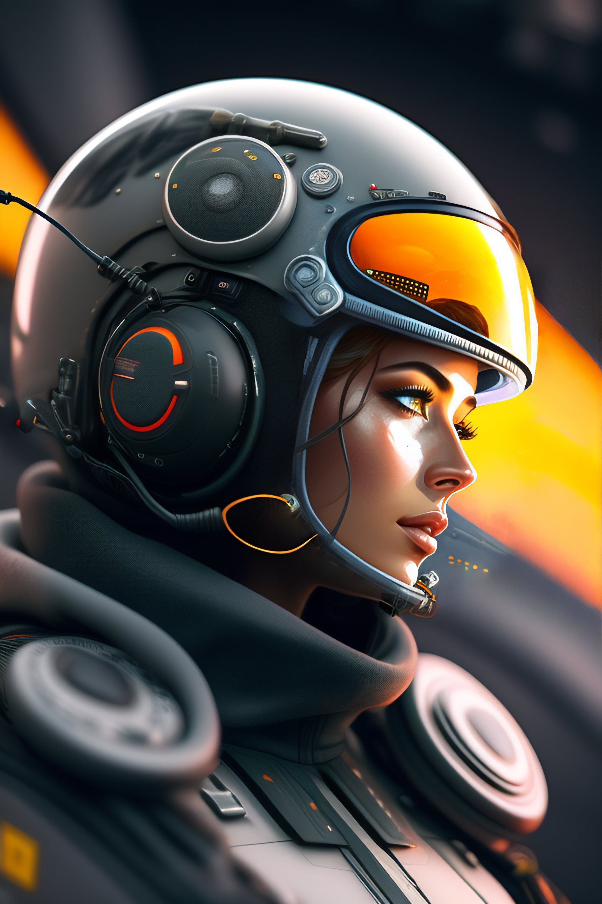 Lexica - Cyborg pilot wired to commands, detailed minimalist interior ...