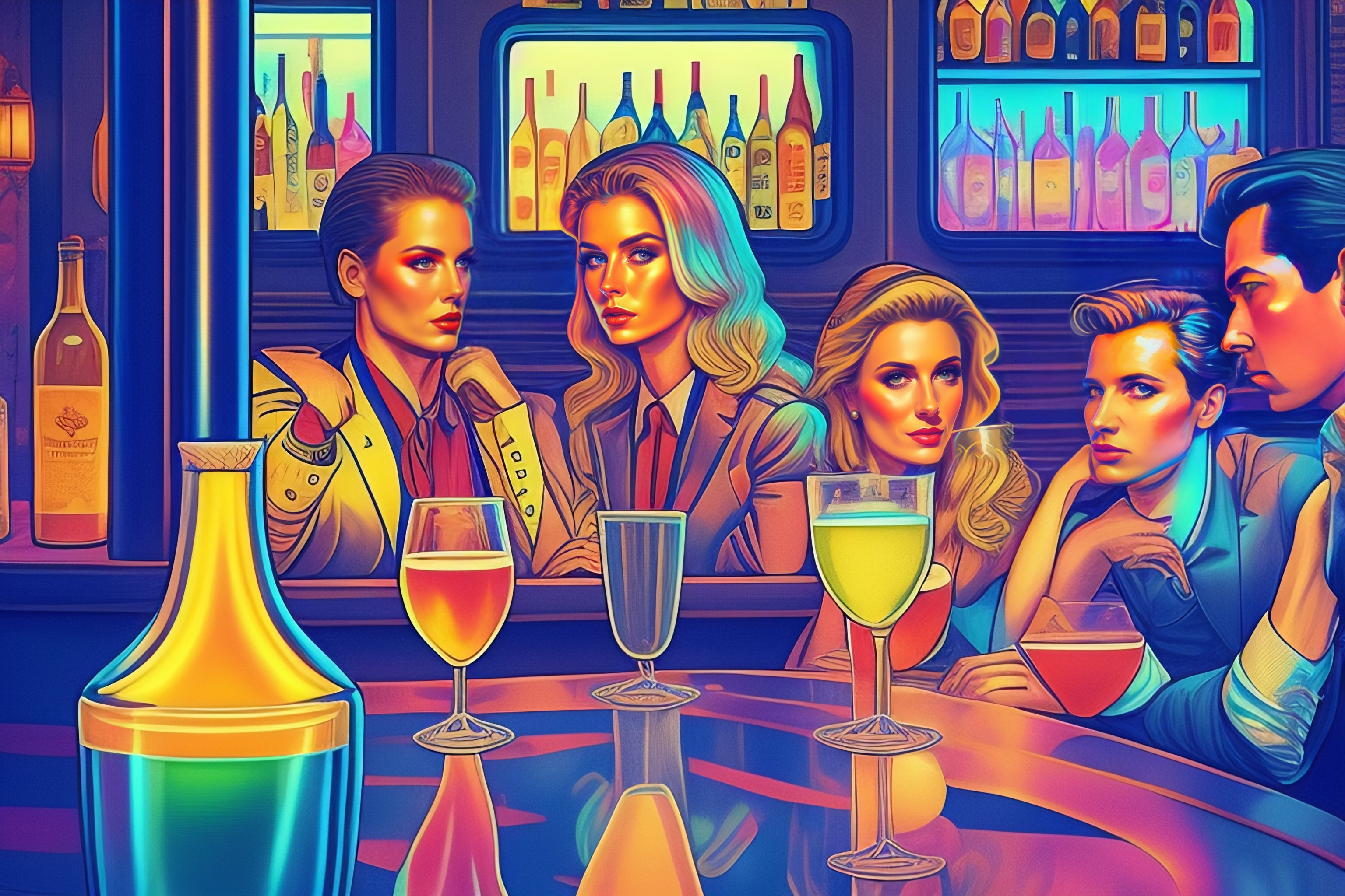 lexica-a-drinking-party-at-a-bar-rainbow-color-in-the-style-of