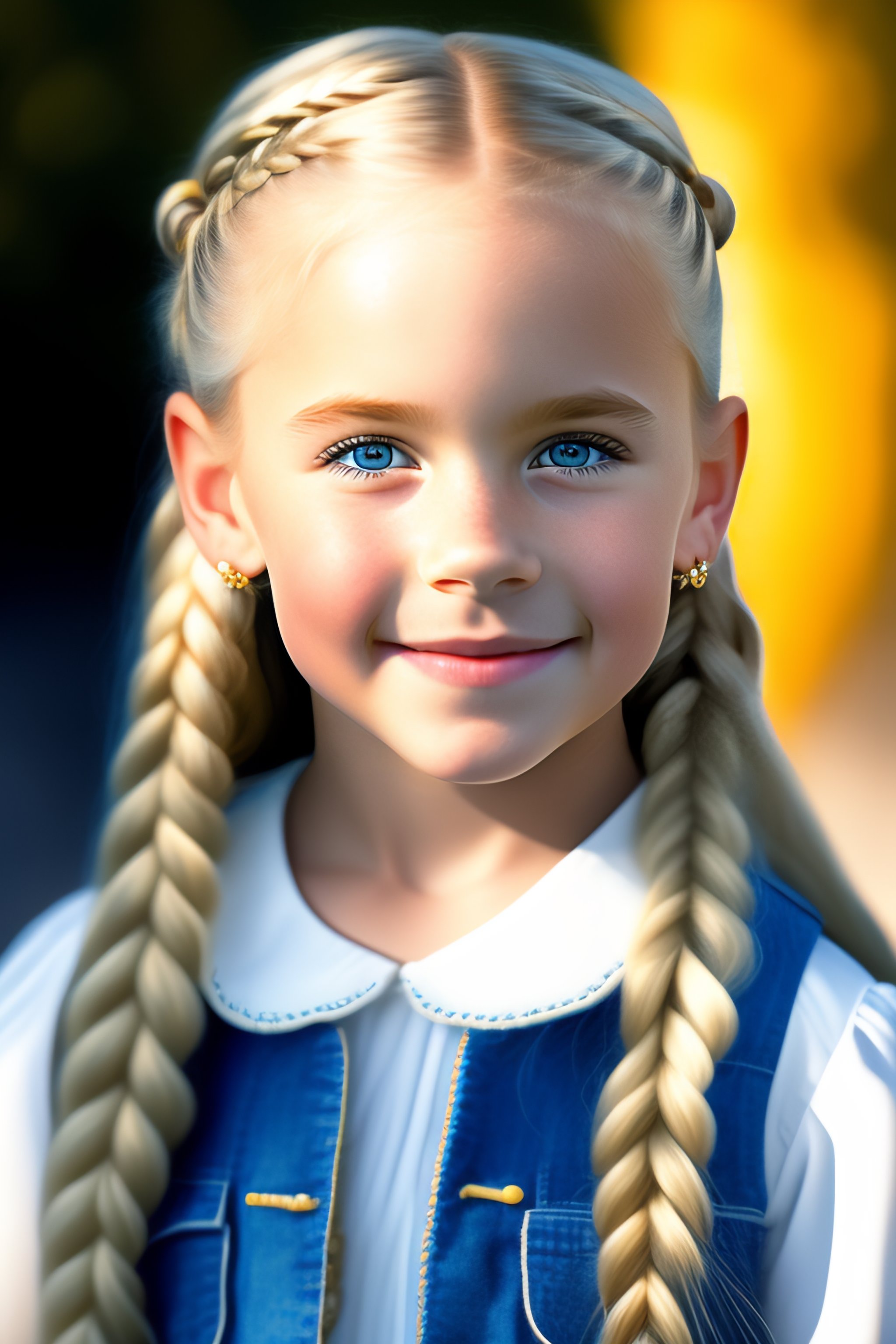 Lexica - A realistic portrait of a little girl with blue eyes, pale ...