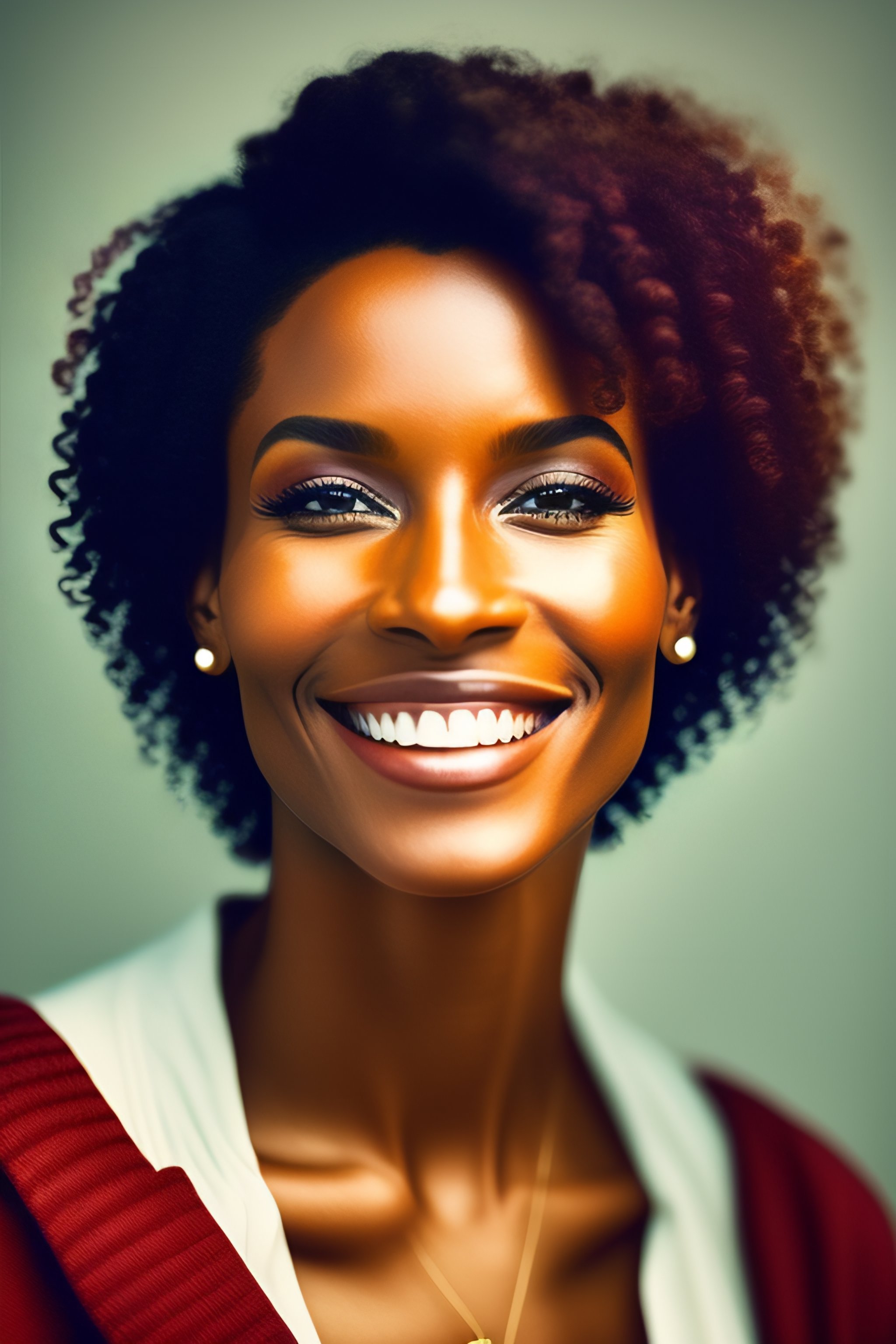 Lexica - Cross-armed woman looking to the side and smiling in a city ...