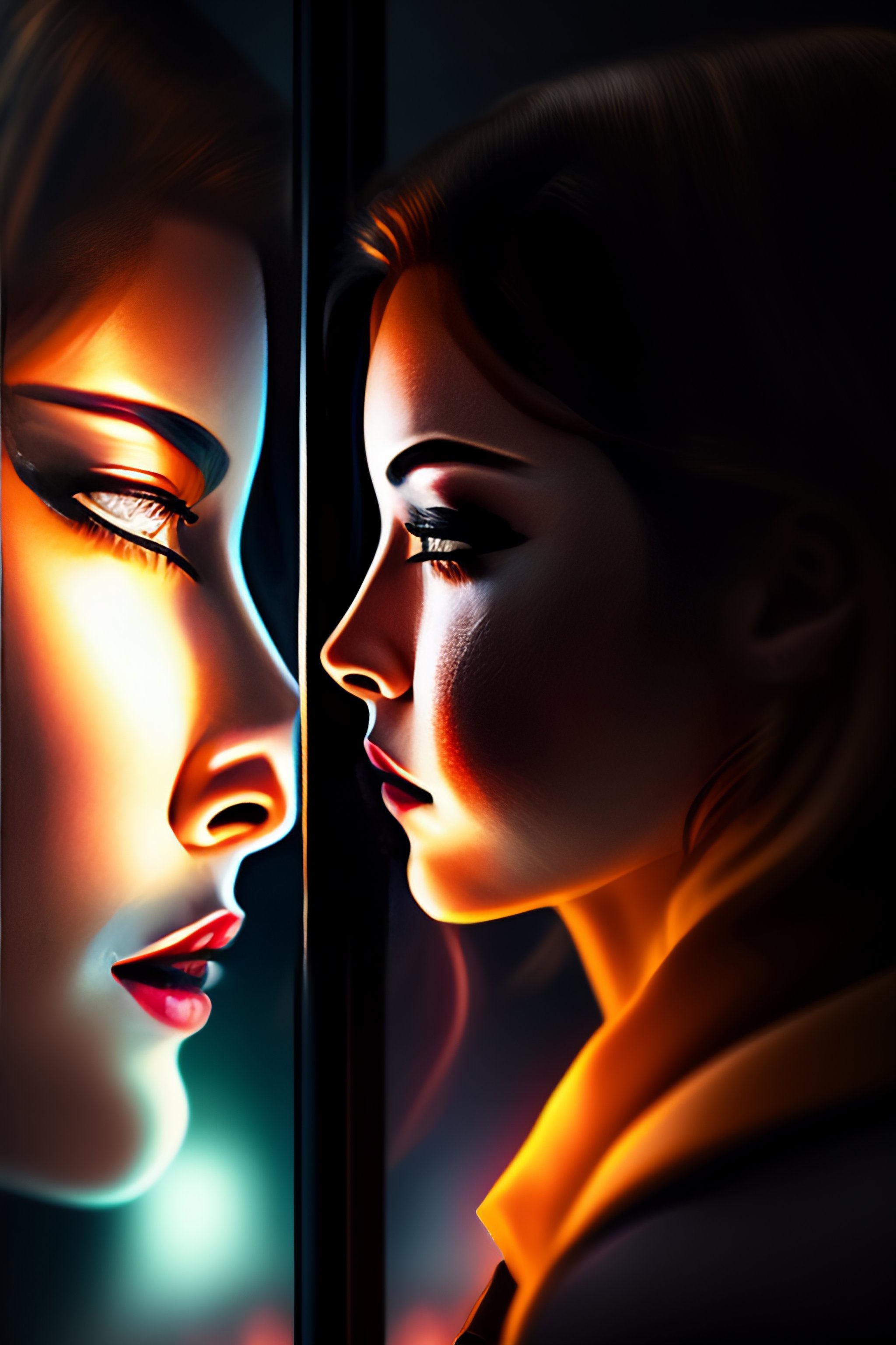 Lexica - A beautiful woman gazes into a mirror to see a terrifying ...